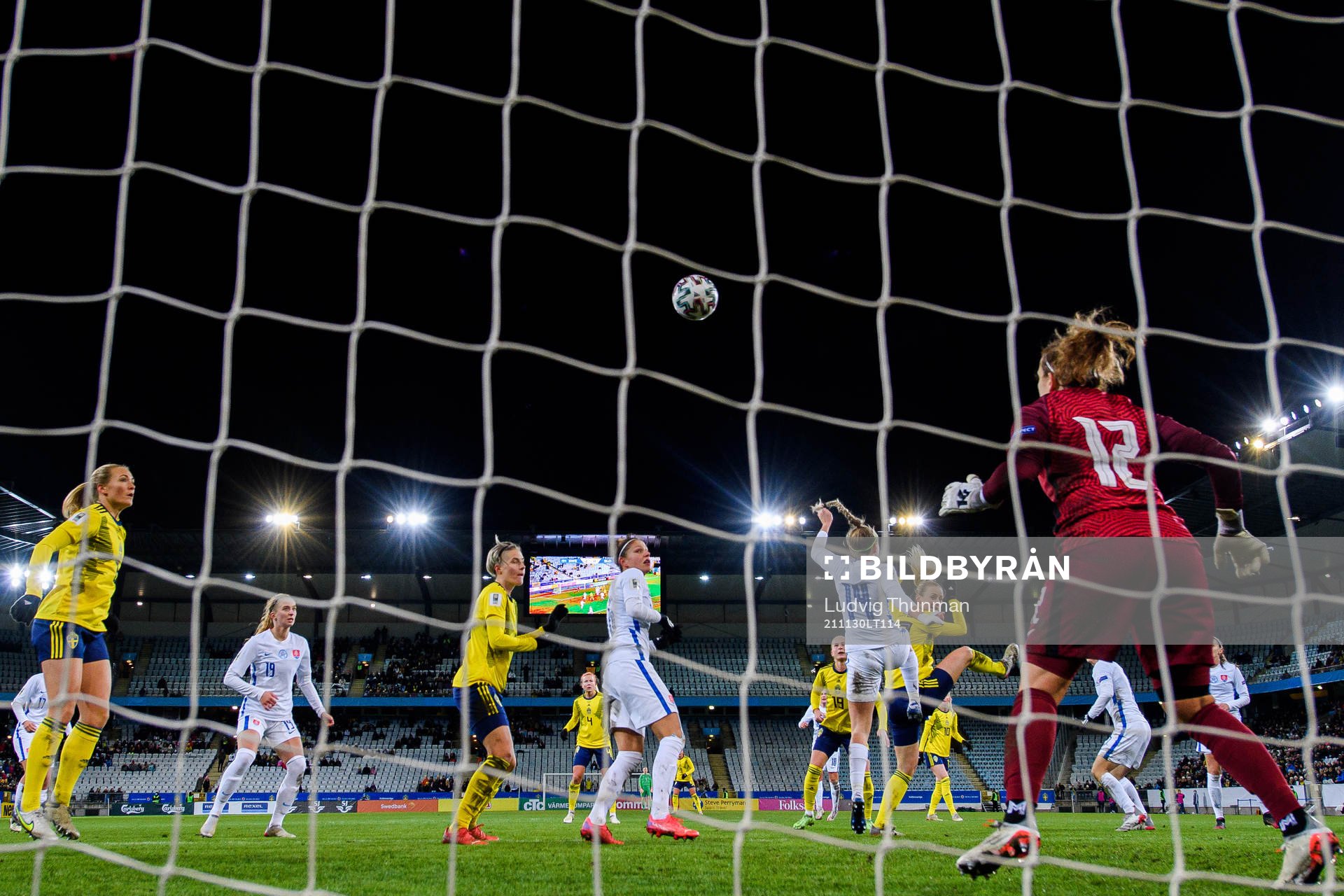 Amanda Ilestedt of Sweden scores the 3-0 goal
