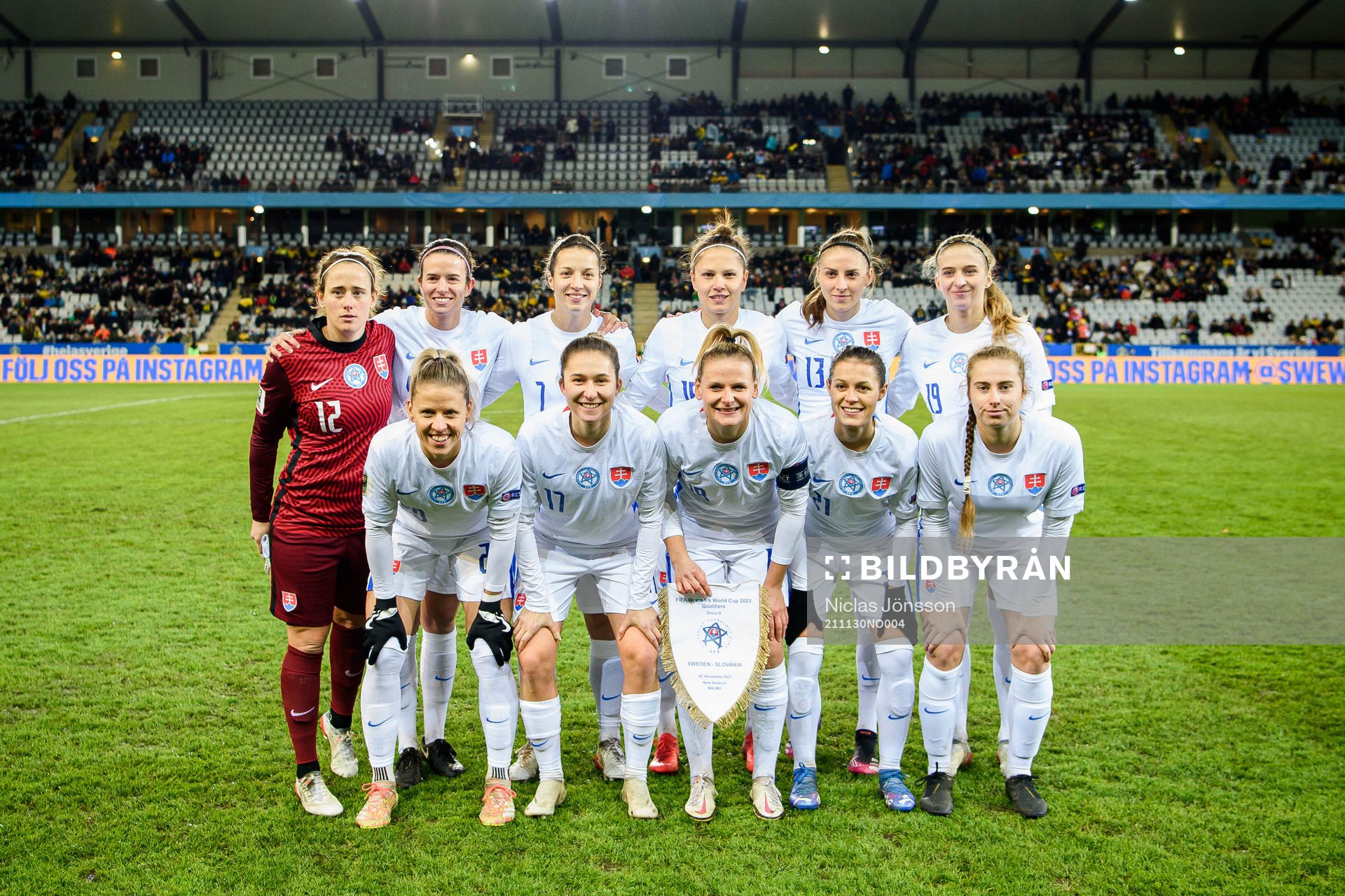 Players of Slovakia pose for a team photo