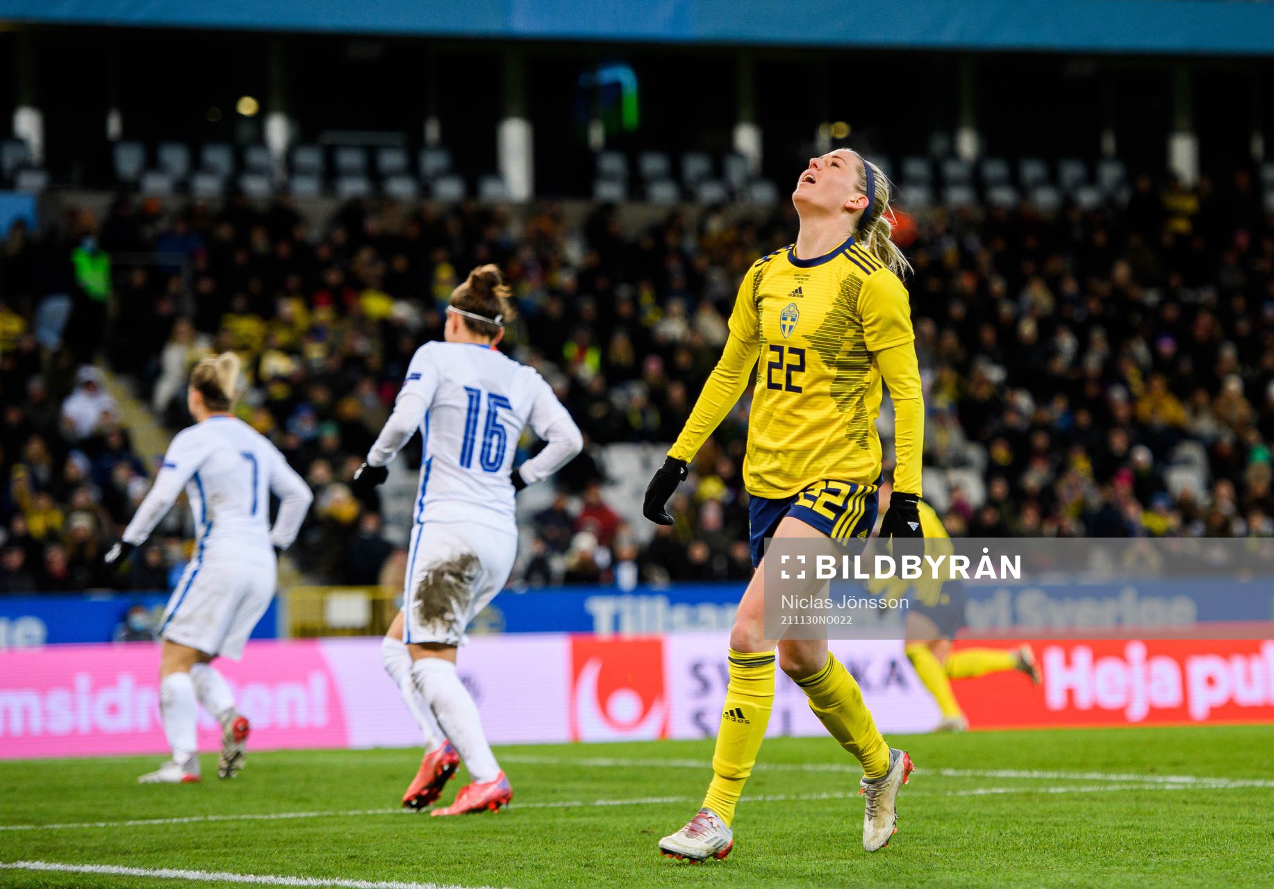 Olivia Schough of Sweden looks dejected