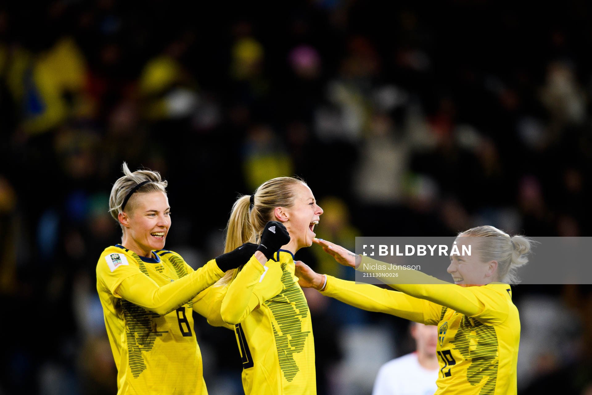 Lina Hurtig , Amanda Ilestedt and Filippa Curmark of Sweden