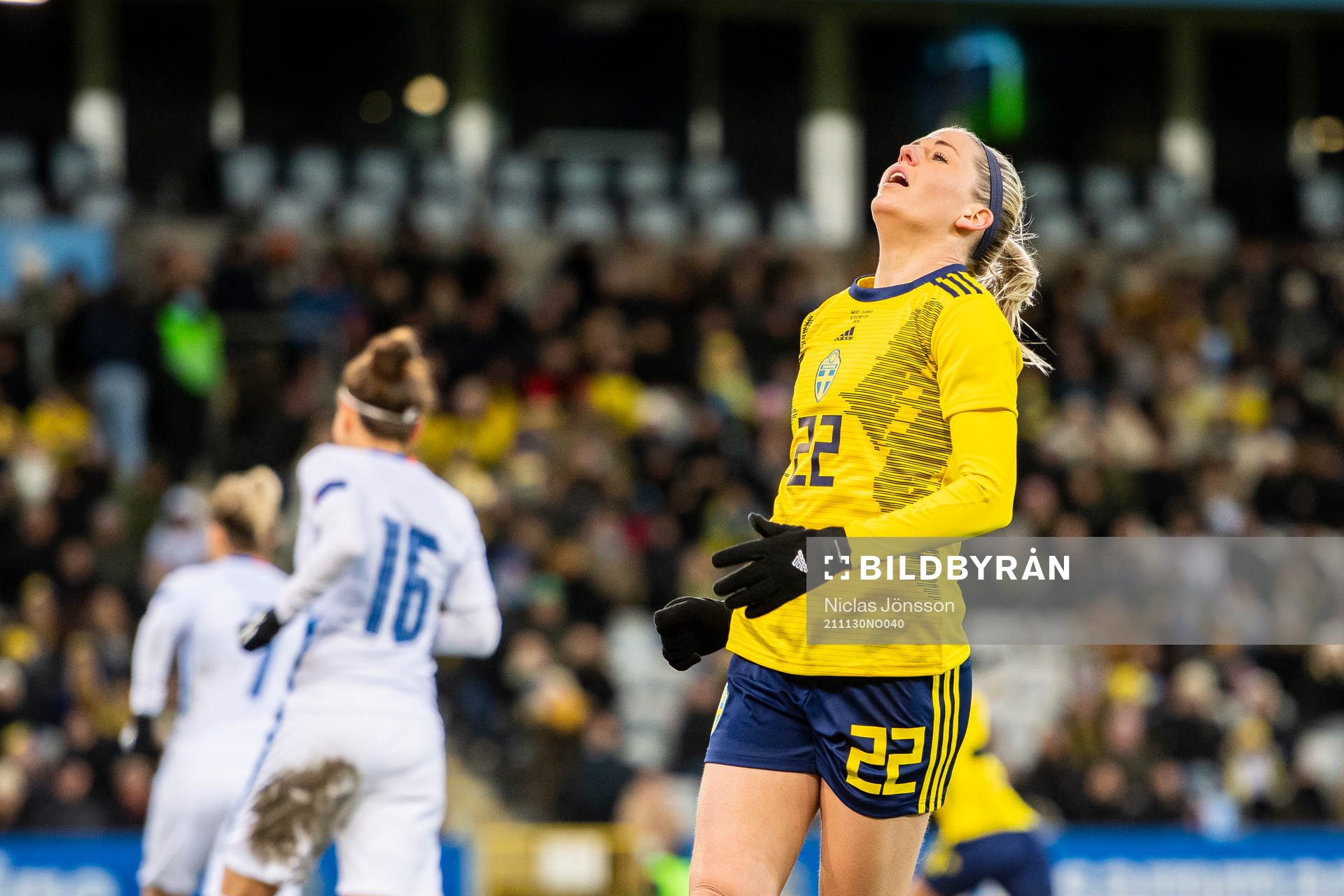 Olivia Schough of Sweden looks dejected