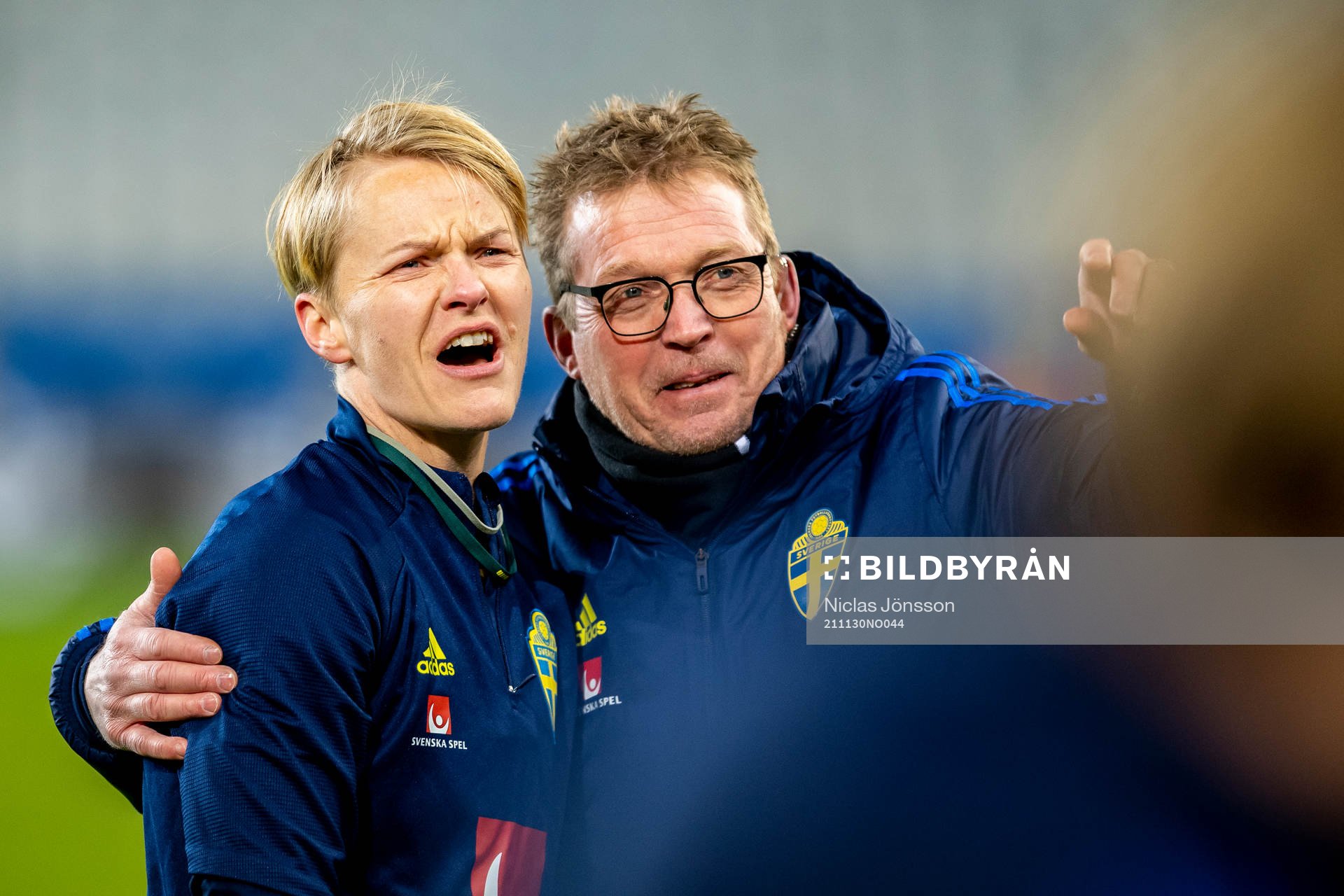 Nilla Fischer and Leif Troedsson, goalkeeper coach of Sweden