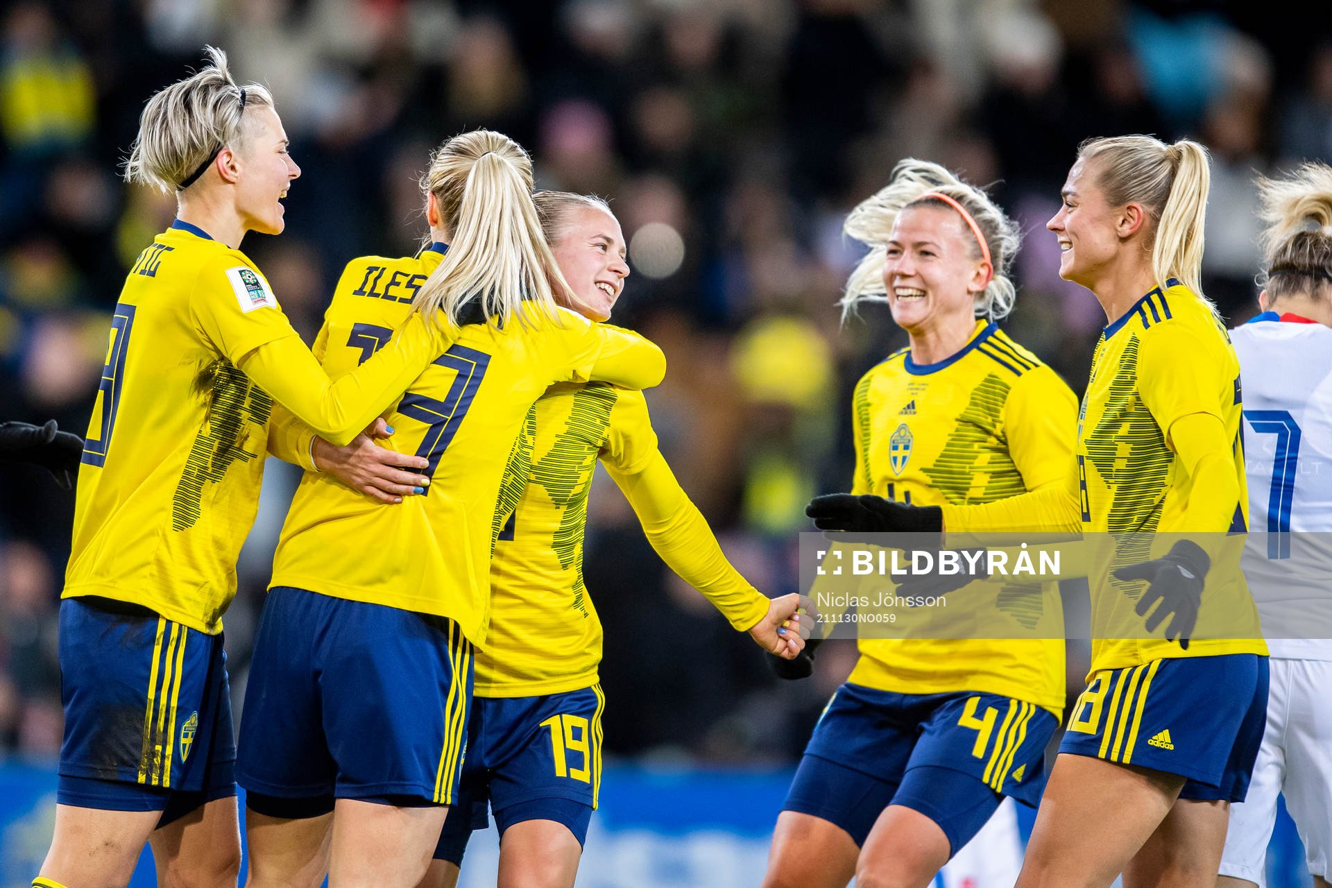 Filippa Curmark of Sweden celebrates 2-0 with teammates