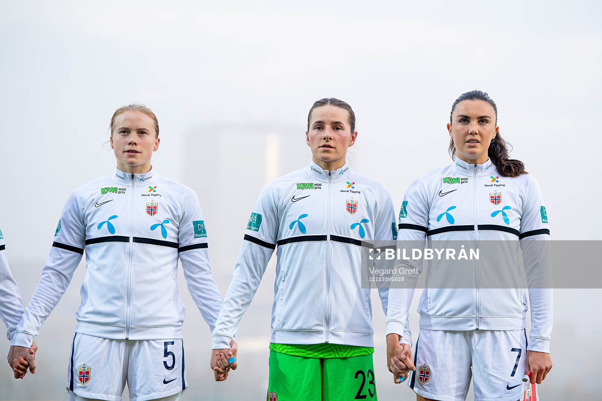 Julie Blakstad, goalkeeper Rugile Rulyte and Ingrid Syrstad