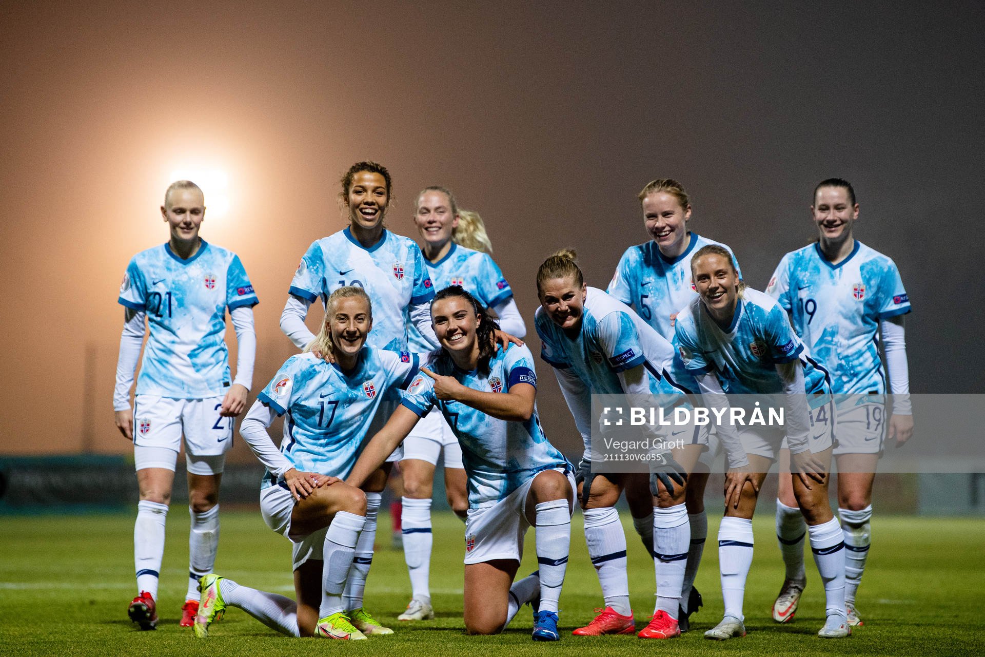 Anja Sønstevold of Norway celebrates with teammates Karina