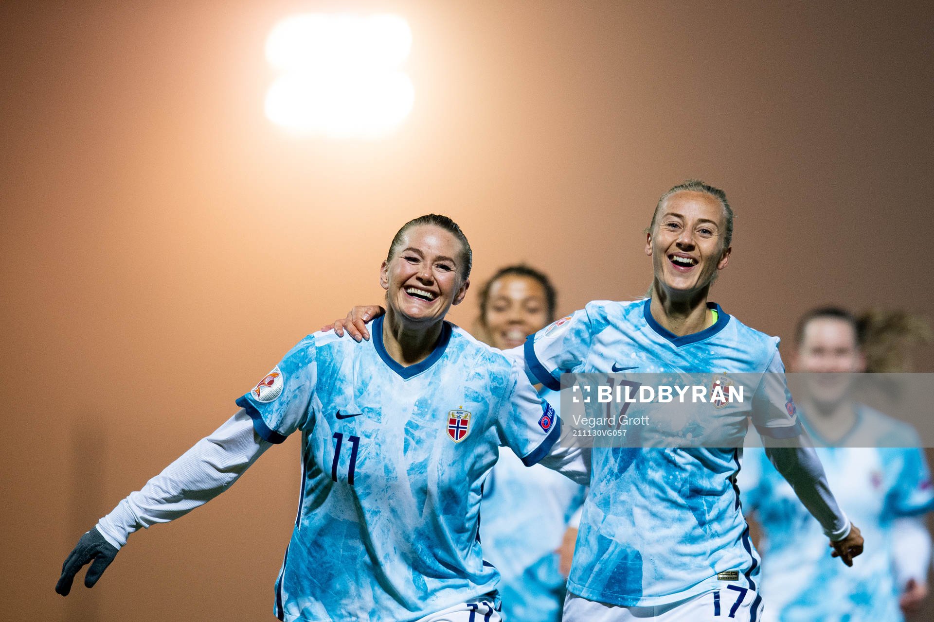 Anja Sønstevold of Norway celebrates with teammate