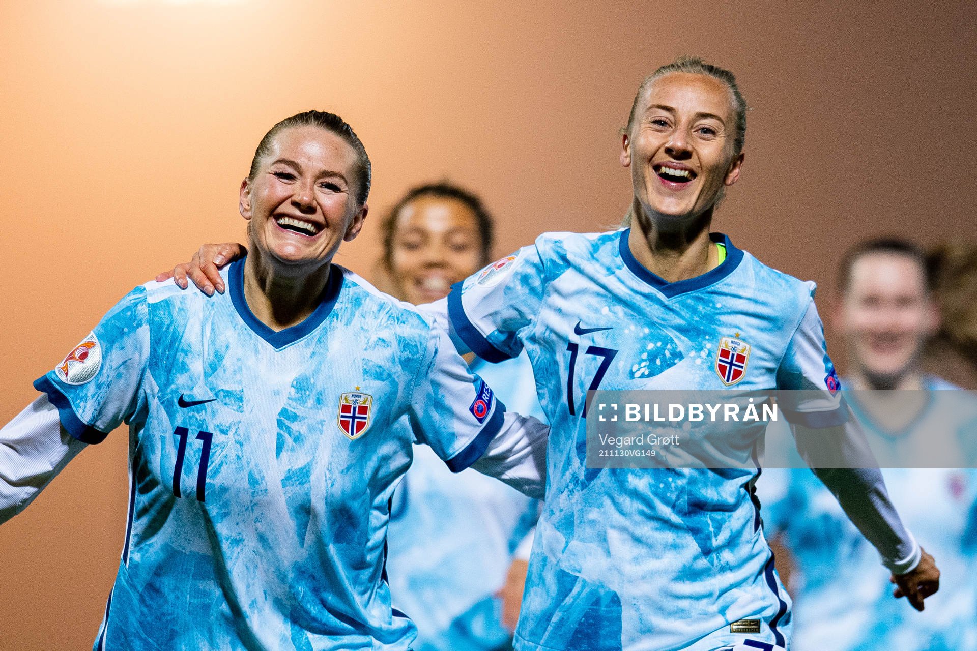 Anja Sønstevold of Norway celebrates with teammate