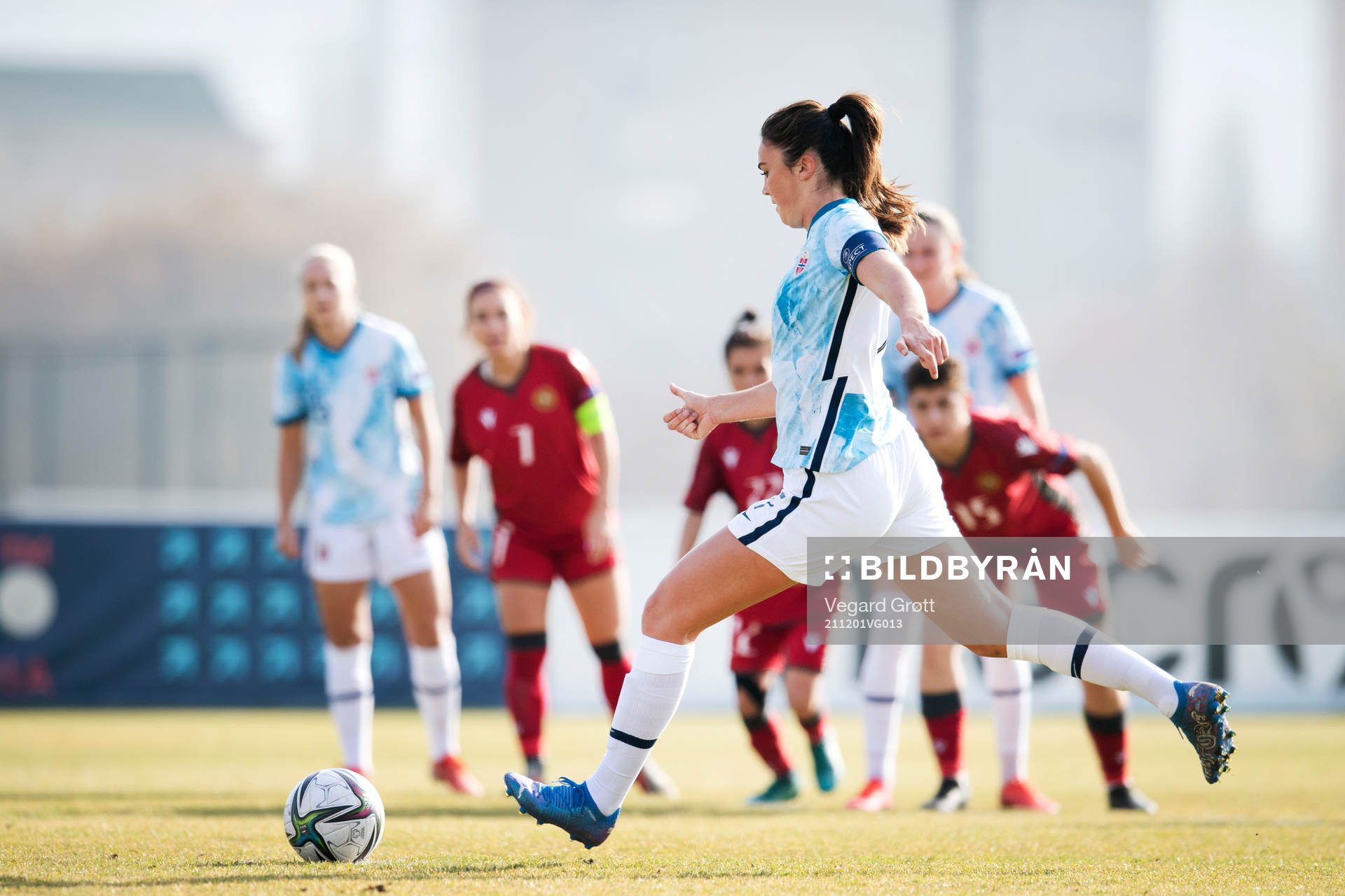 Ingrid Syrstad Engen of Norway strikes a penalty kick and