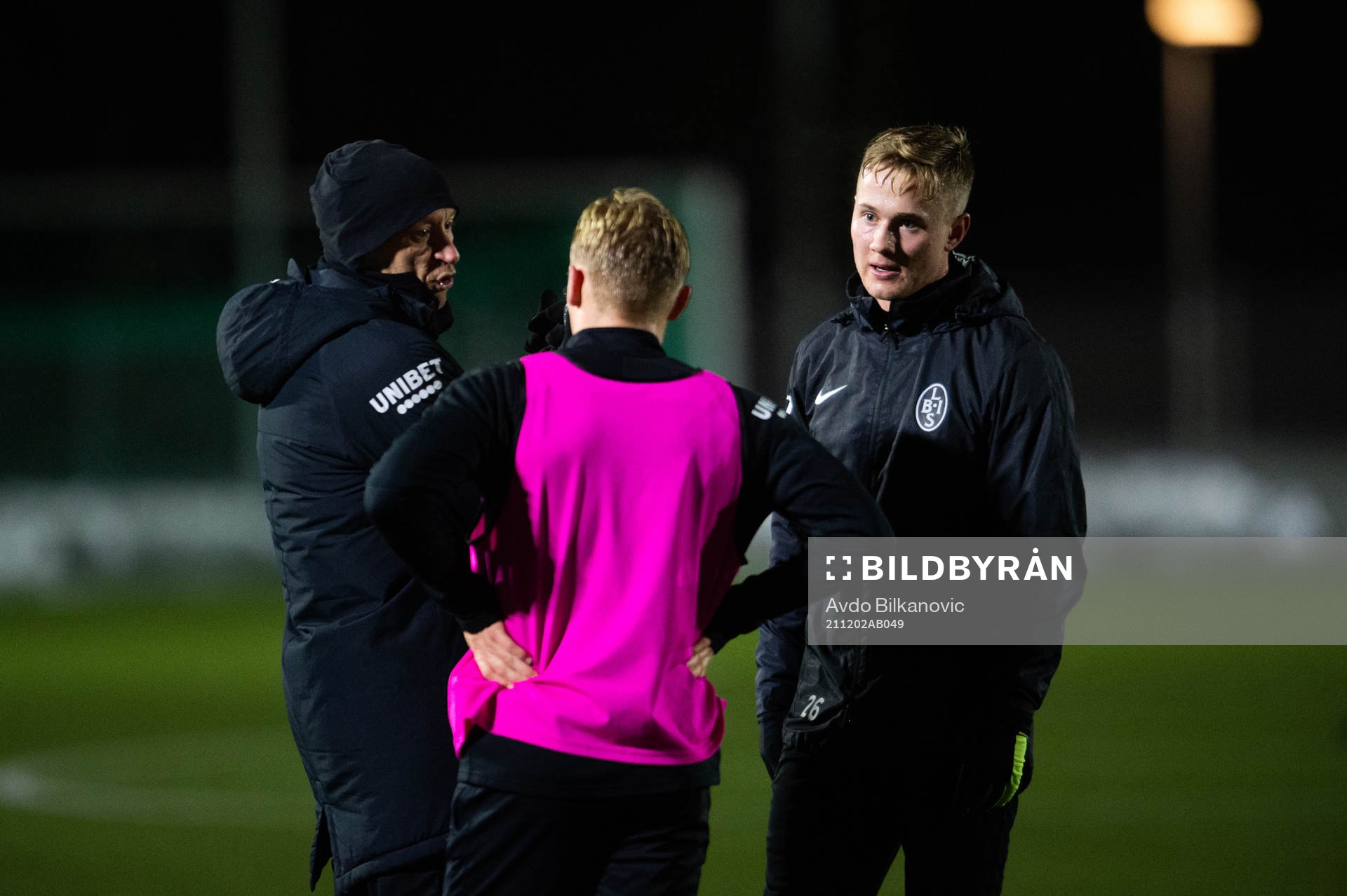 Landskronas tränare Billy Magnusson, Edvin Dahlqvist och