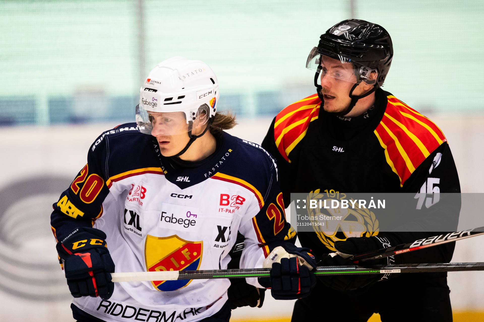 Djurgårdens Marcus Sörensen och Brynäs Nick Olesen