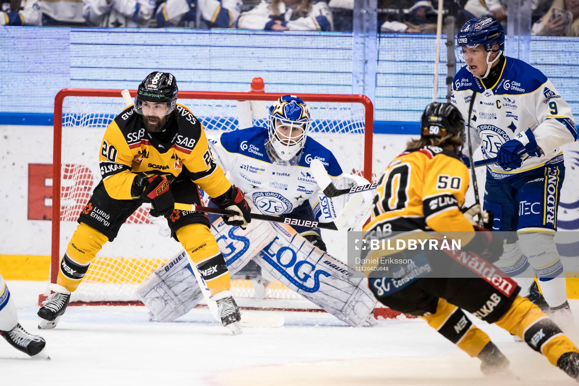 Luleås Jack Connolly och Leksands målvakt Kasimir Kaskisuo
