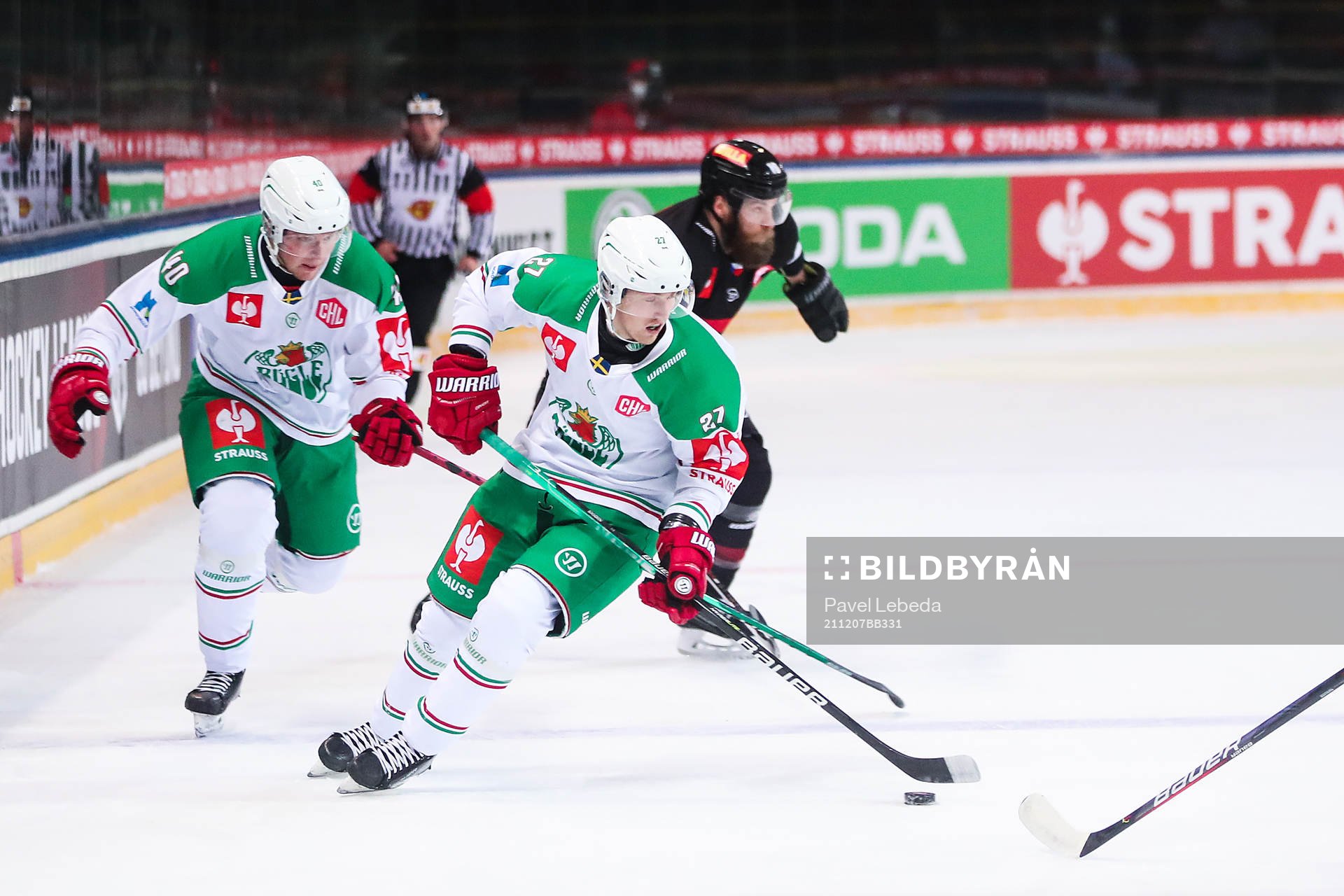 Oskar Stål Lyrenäs and Linus Sjödin of Rögle