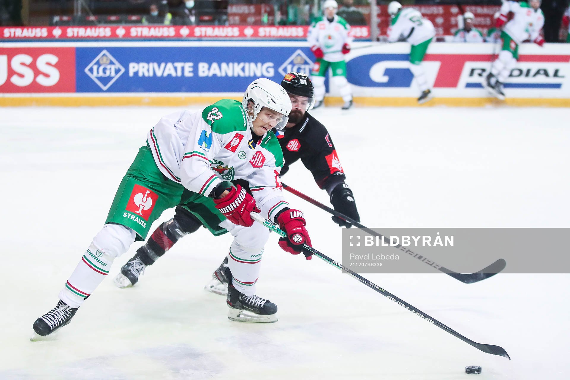 Samuel Jonsson of Rögle and Roman Horak of Sparta Prag