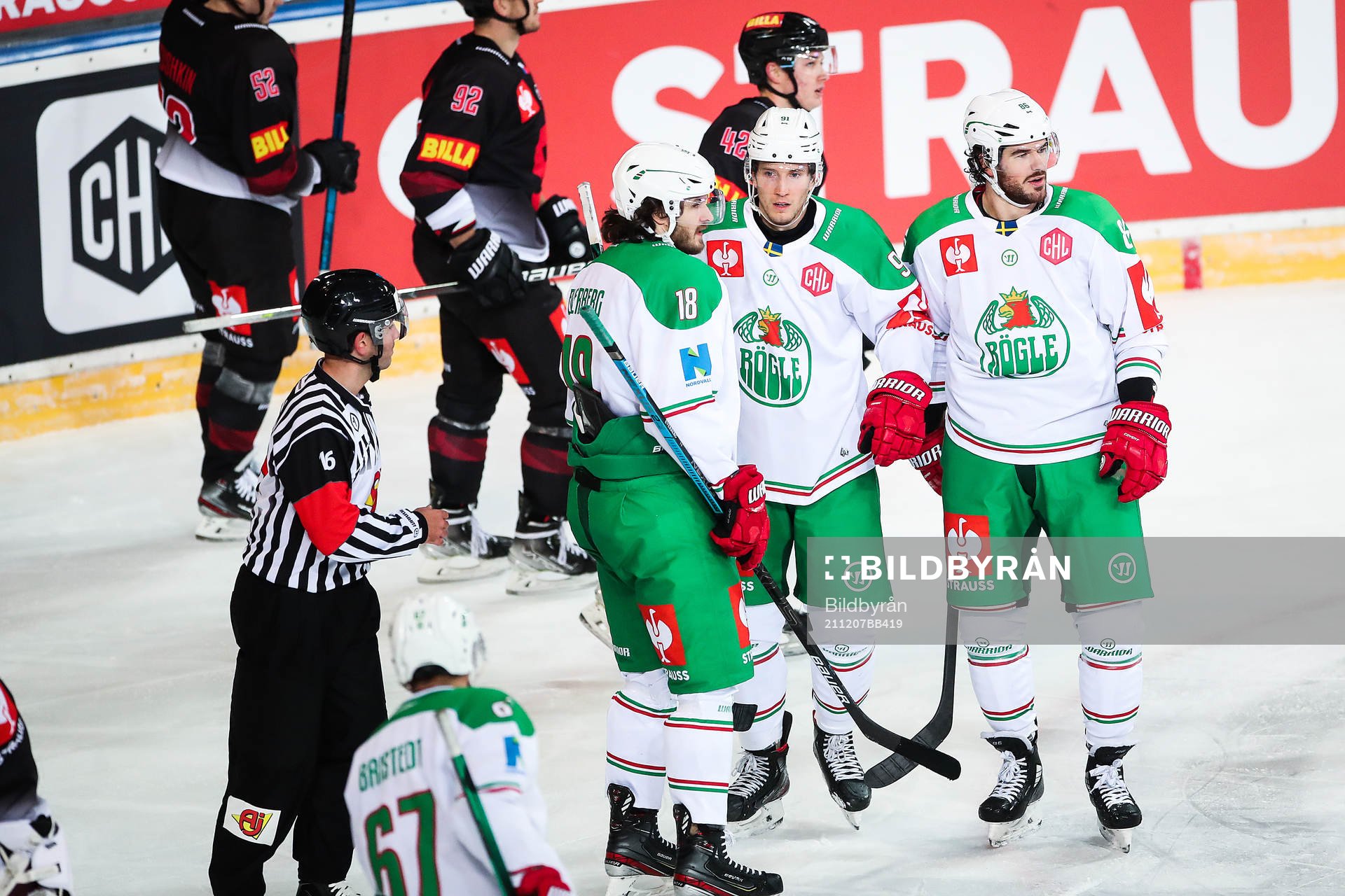 Dennis Everberg, Adam Tambellini and Eric Gelinas of Rögle