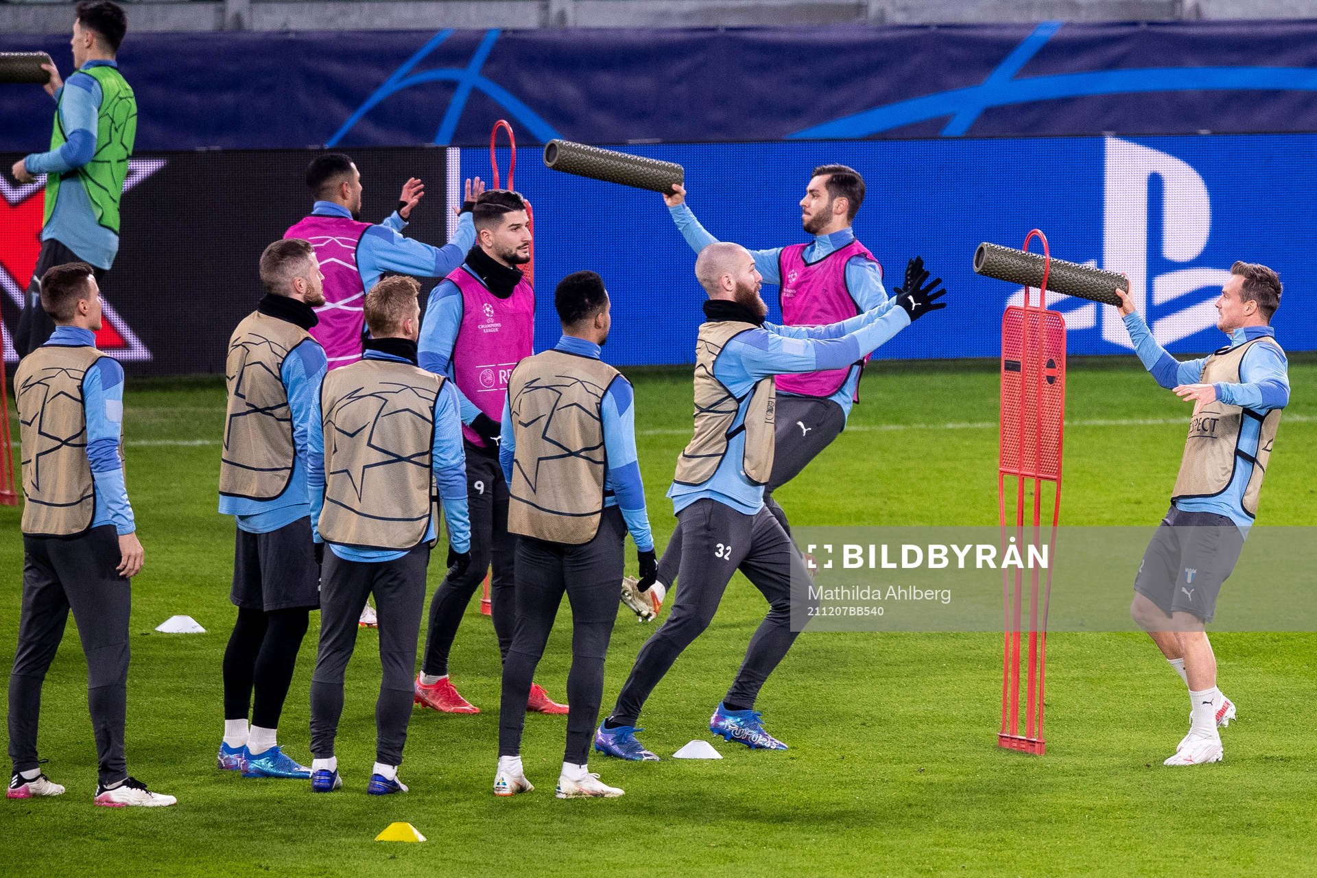 Antonio Colak, Jo Inge Berget, Adi Nalic and Eric Larsson during a training session with Malmö FF on December 7, 2021 in Turin.