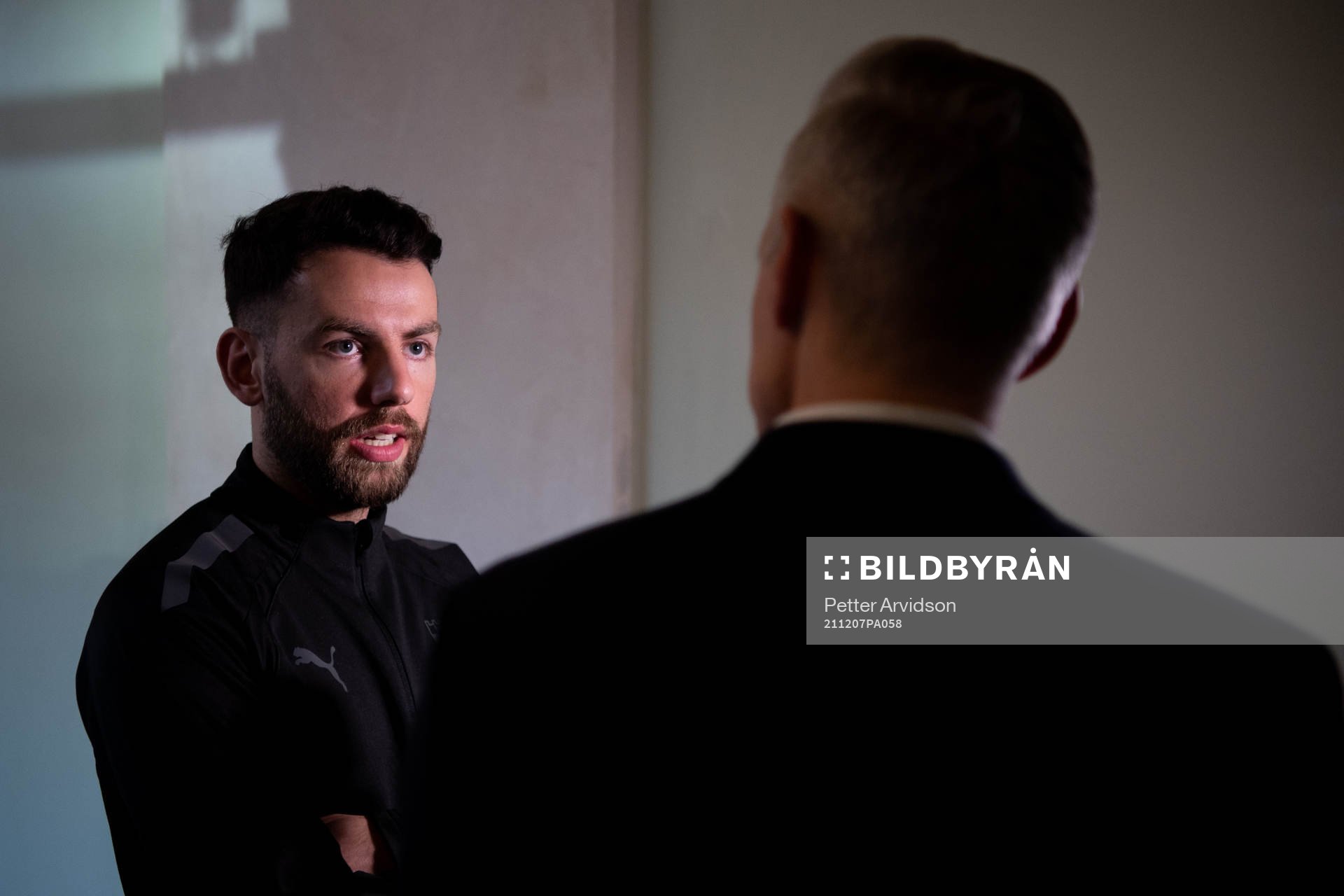 Erdal Rakip is interviewed at the team hotel