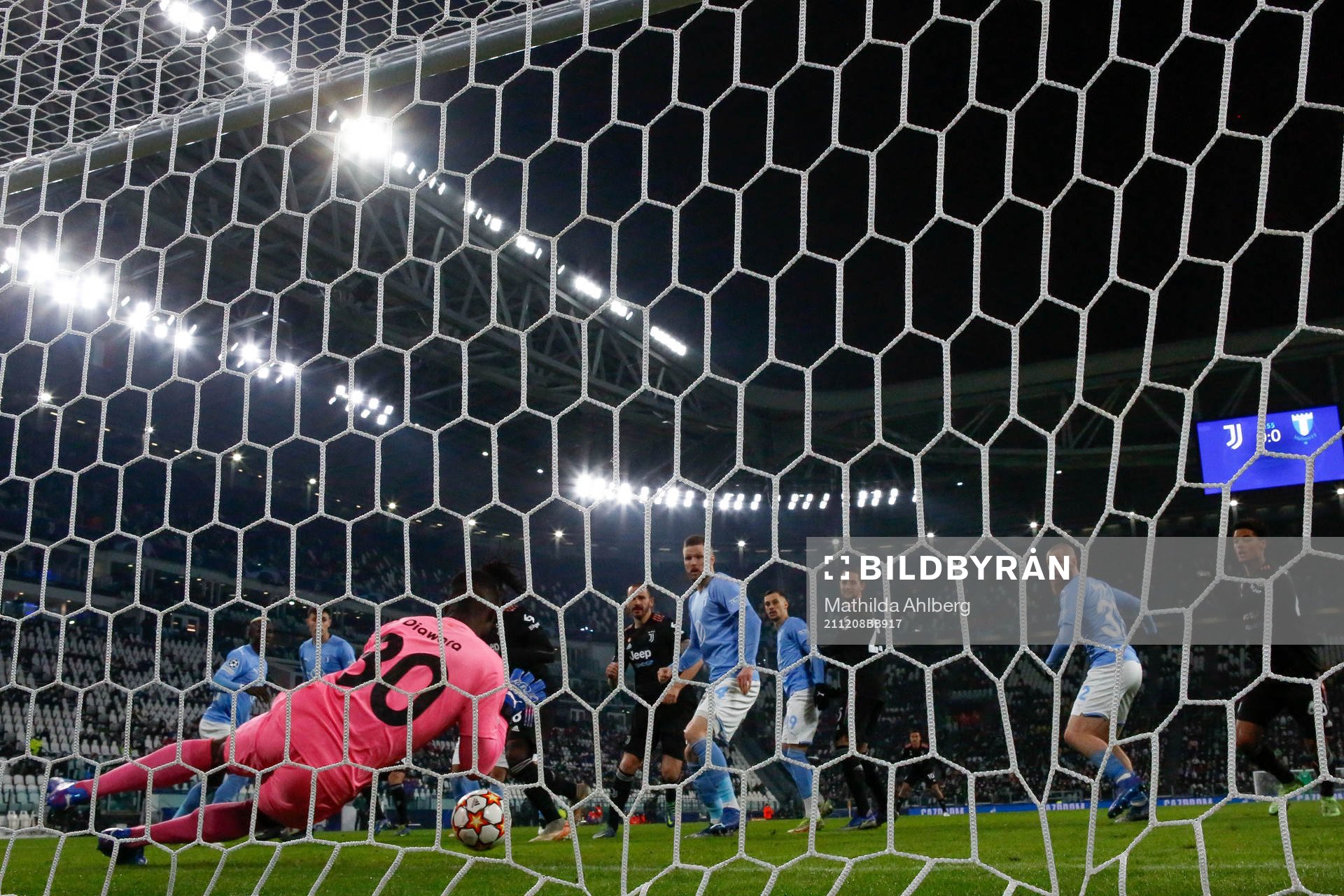 Goalkeeper Ismael Diawara of Malmö FF saves
