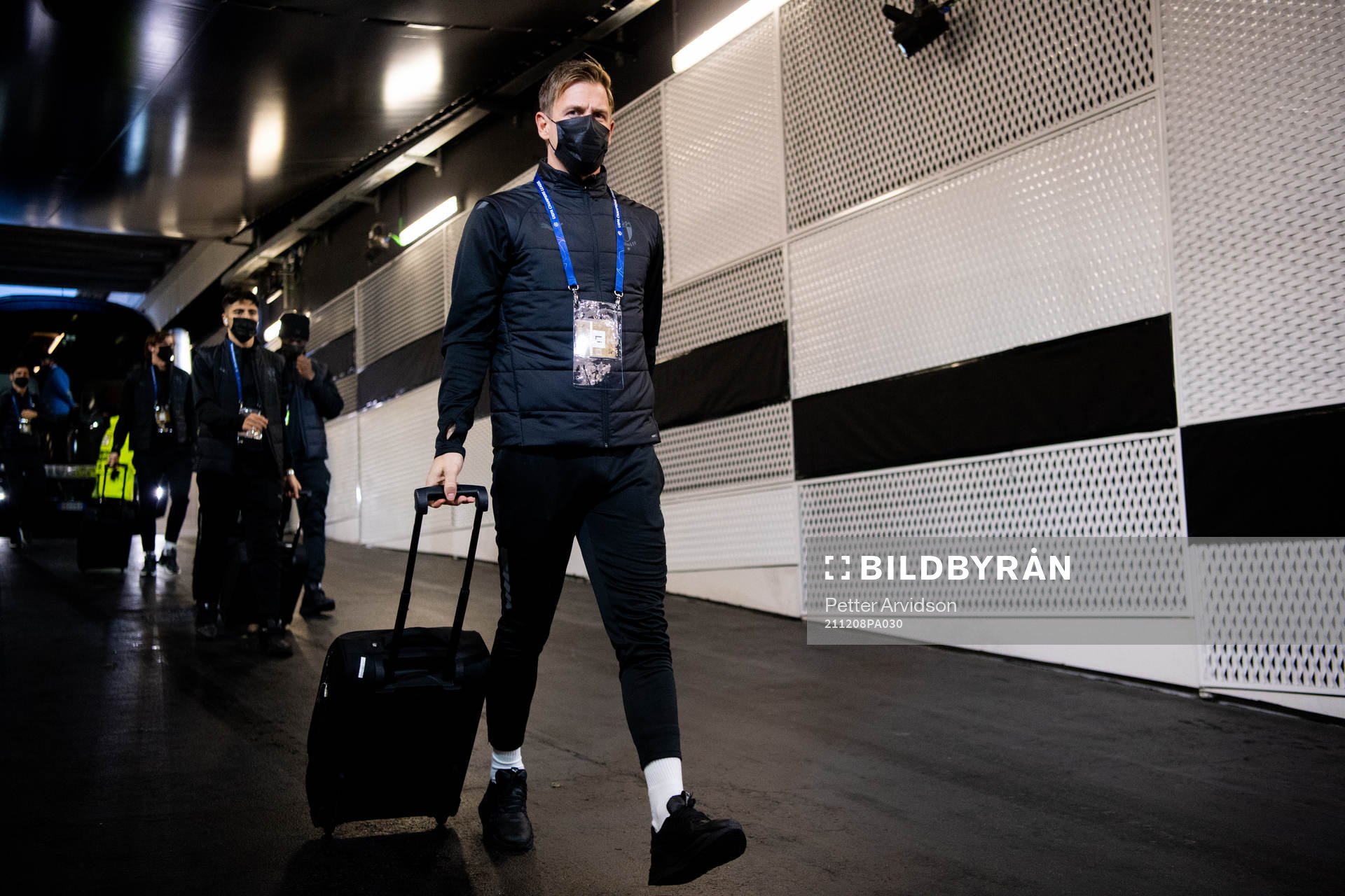 Goalkeeper Johan Dahlin of Malmö FF arrive at the arena