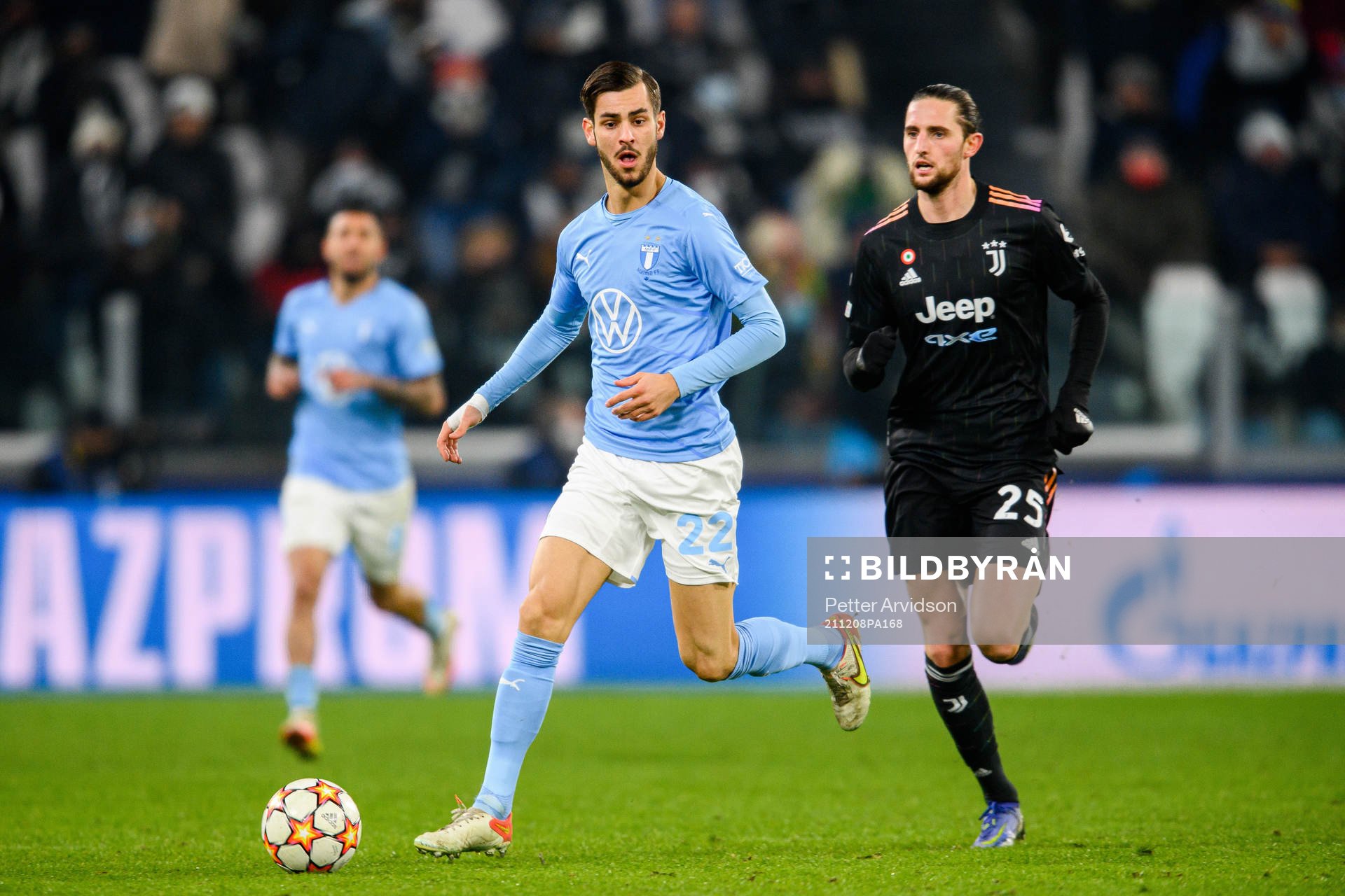 Adi Nalic of Malmö FF and Adrien Rabiot of Juventus