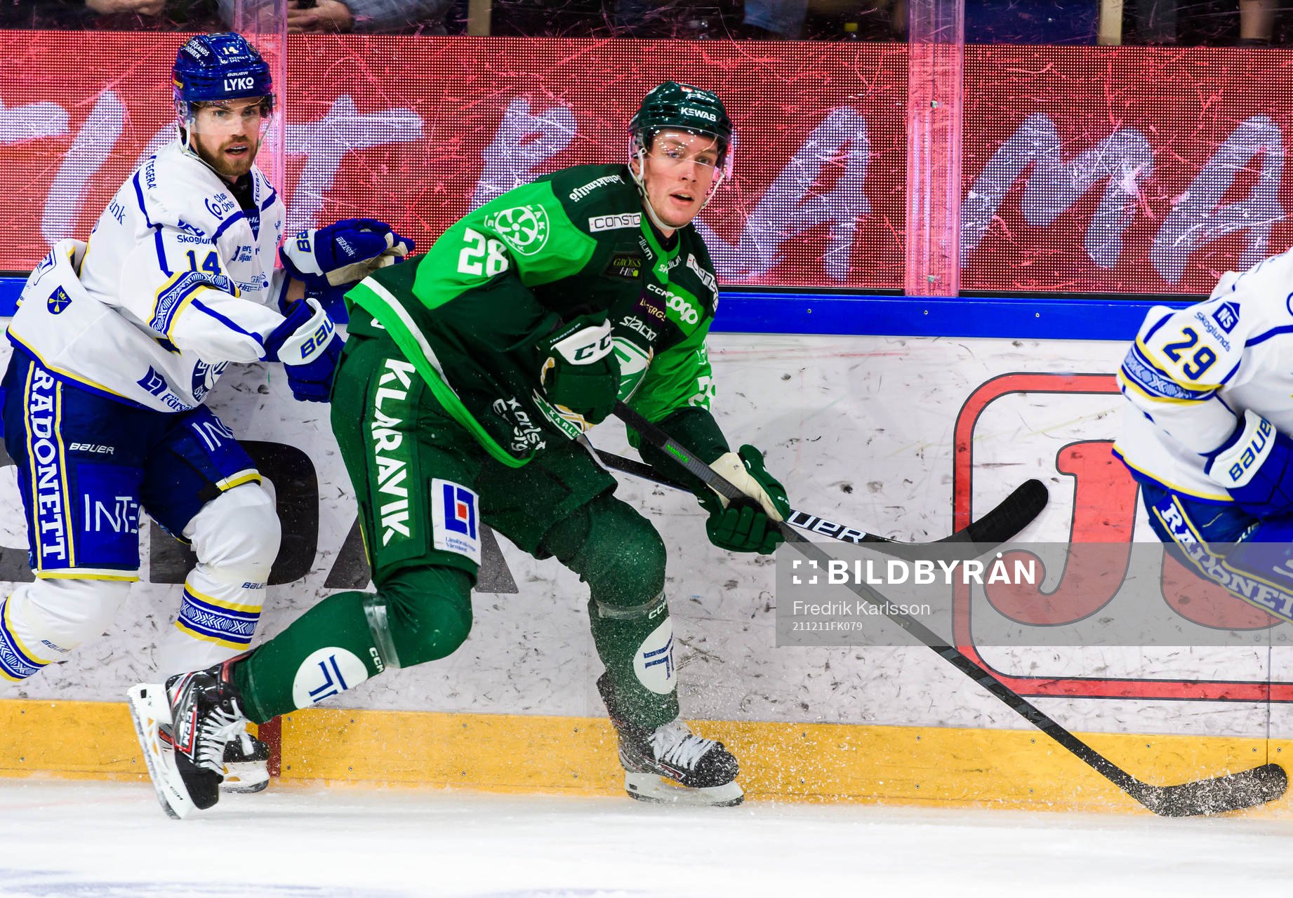 Leksands Oskar Lang och Färjestads Mattias Göransson