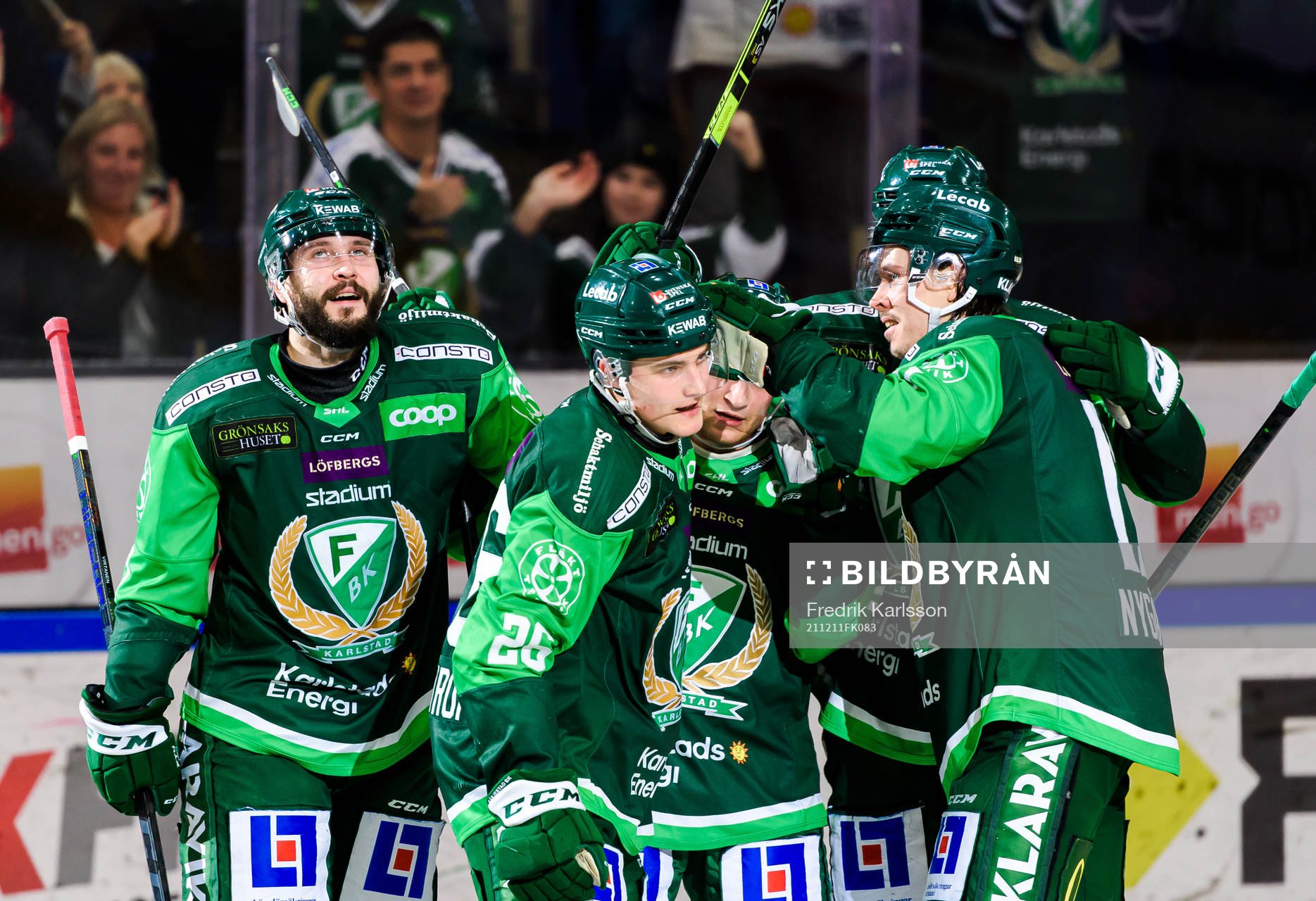 Färjestads Jesse Virtanen, Joel Nyström, Marcus Nilsson