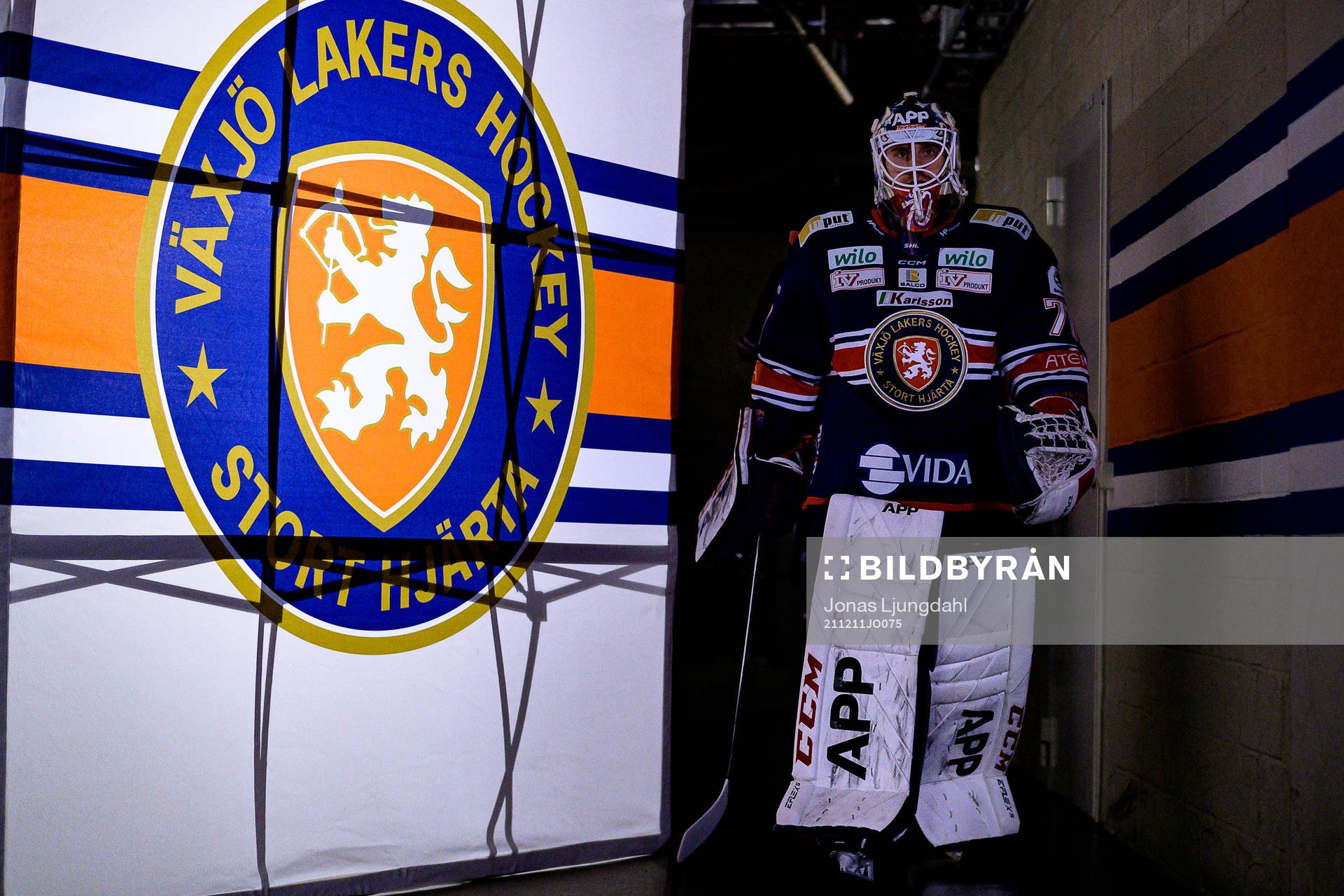 Växjös målvakt Adam Åhman före ishockeymatchen i SHL