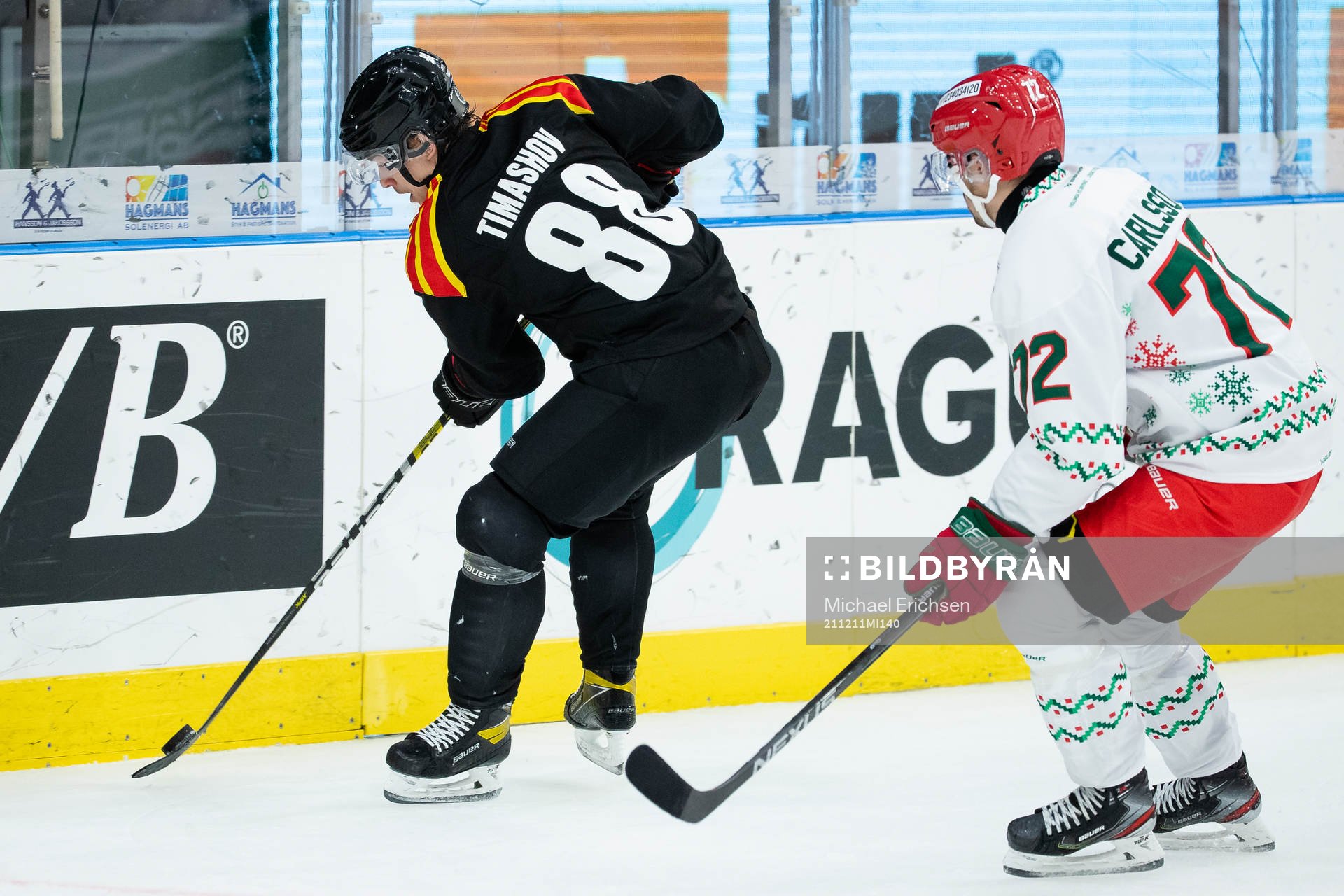 Brynäs Dmytro Timashov och Frölundas Patrik Carlsson