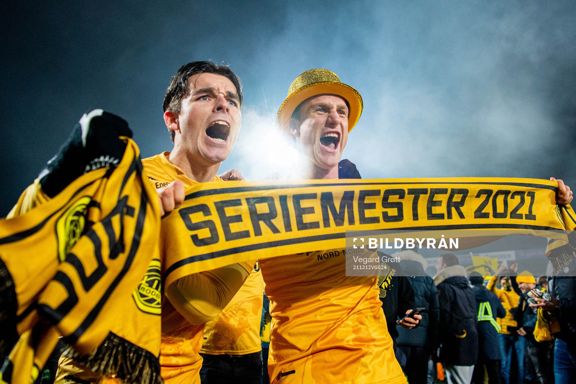 Hugo Vetlesen and Erik Botheim of Bodø/Glimt celebrate