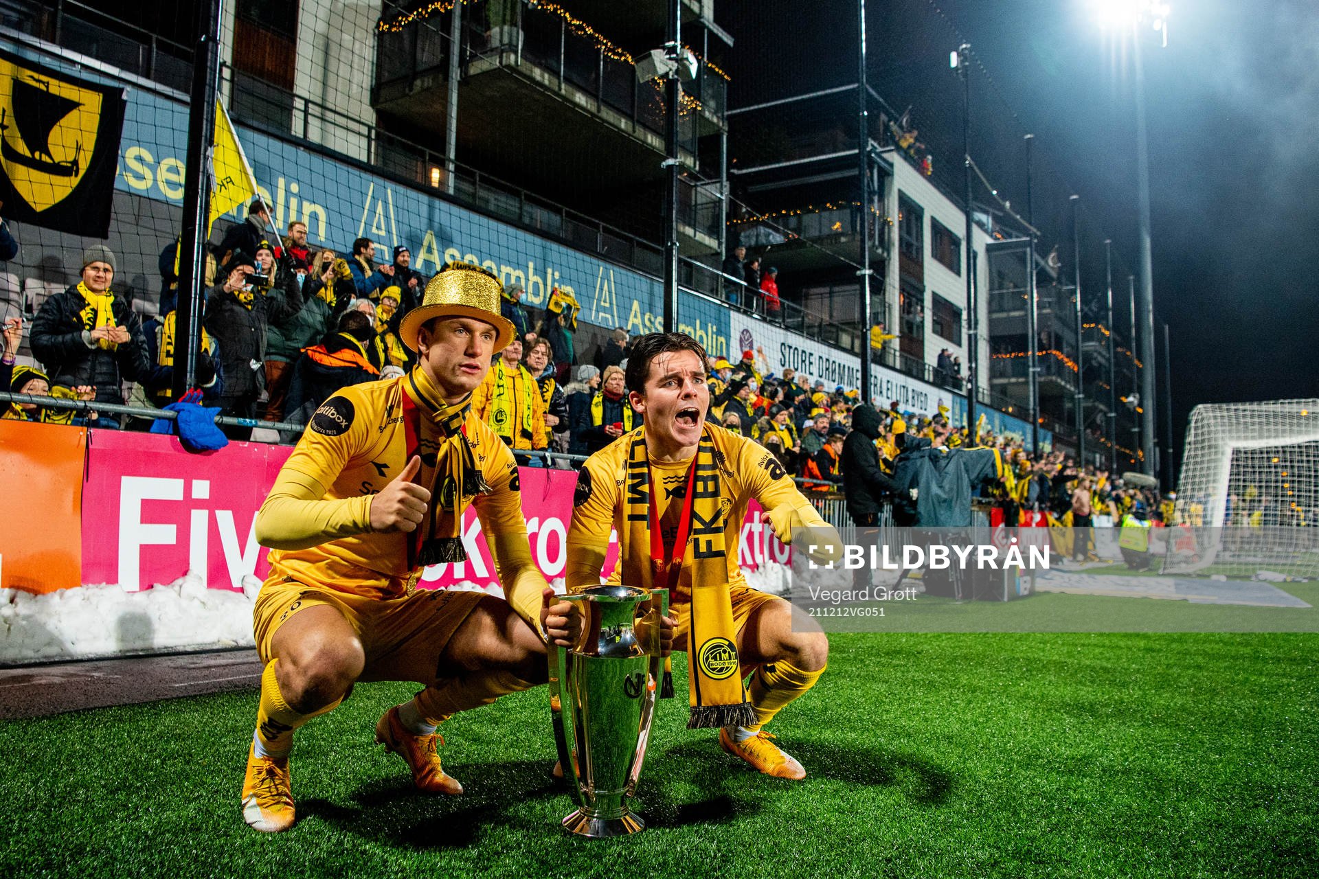 Erik Botheim and Hugo Vetlesen of Bodø/Glimt celebrate