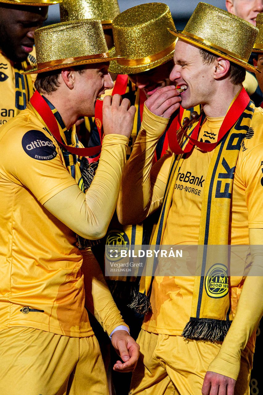 Erik Botheim and Marius Lode of Bodø/Glimt celebrate