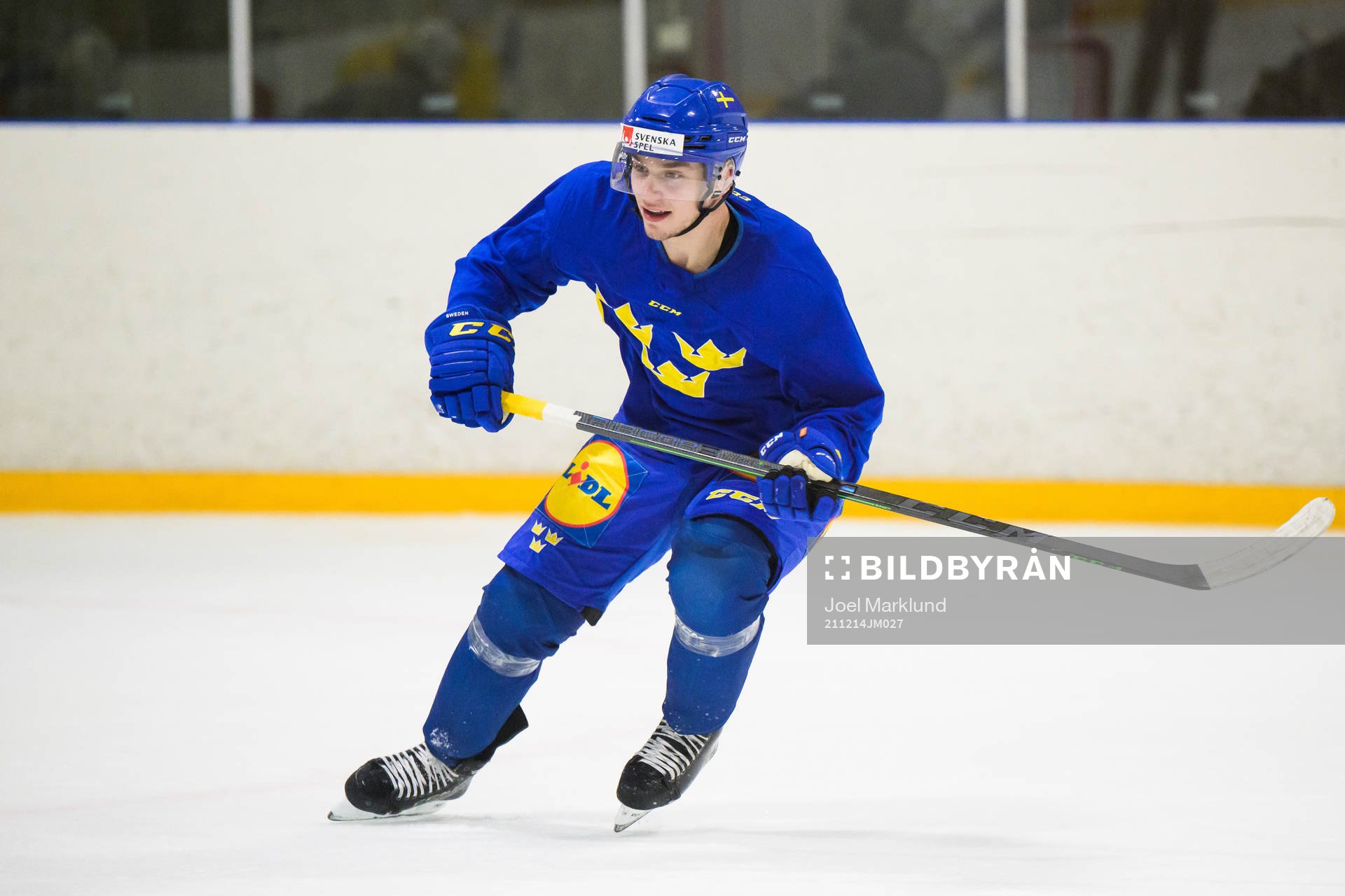 William Eklund of the Swedish under-20 national ice hockey