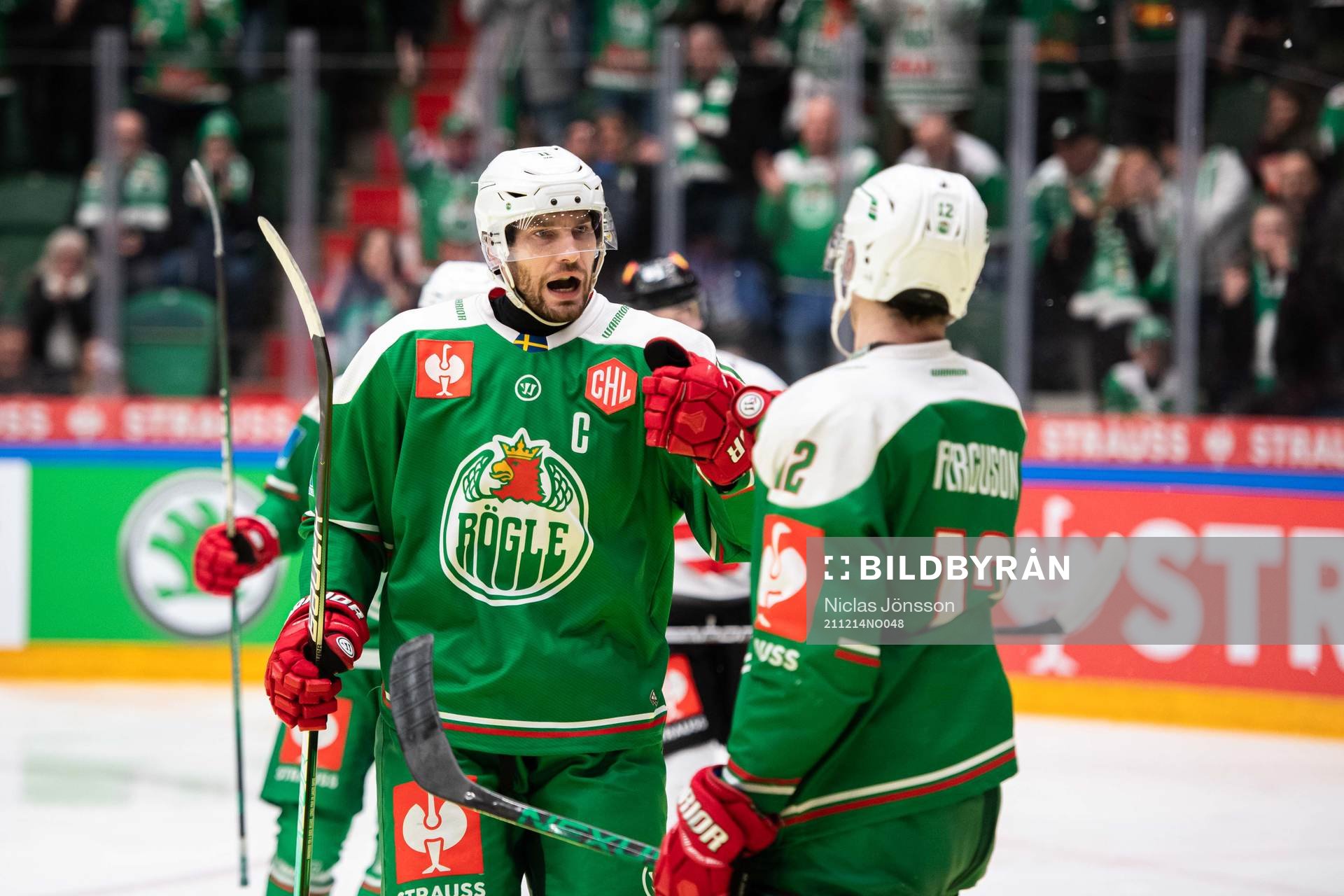 Mattias Sjögren of Rögle celebrate