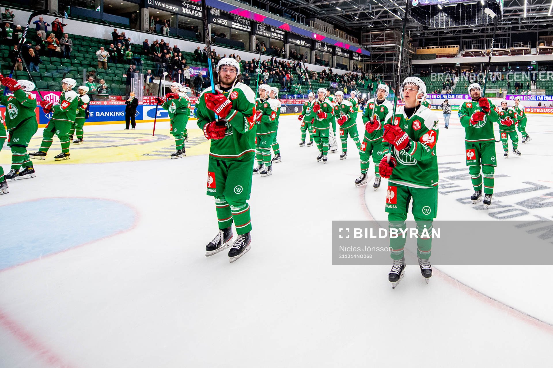Dennis Everberg and Samuel Jonsson of Rögle celebrates
