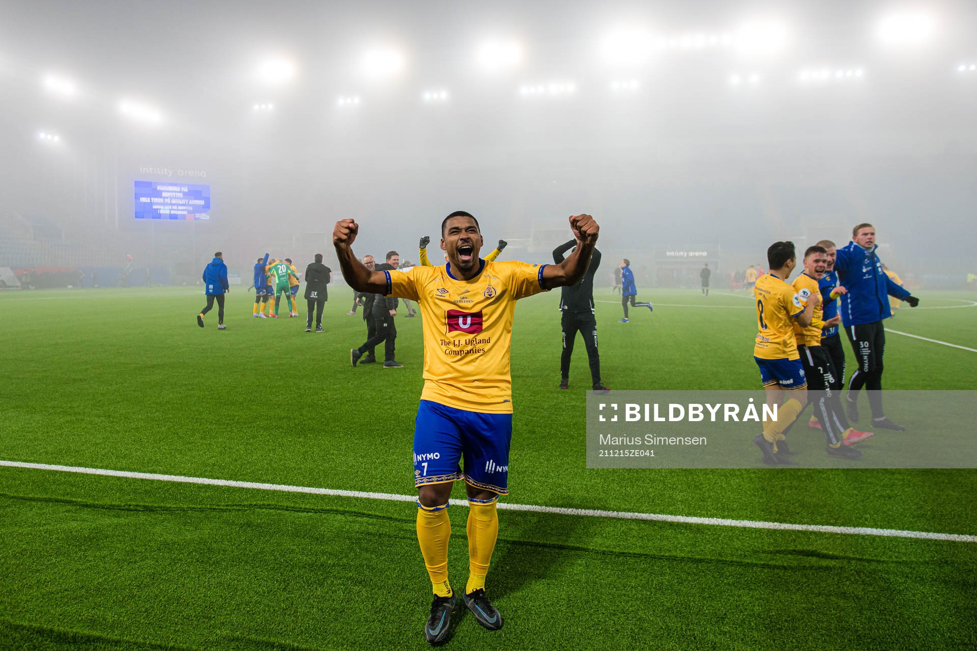 Luis Willis Alves Furtado of Jerv celebrates