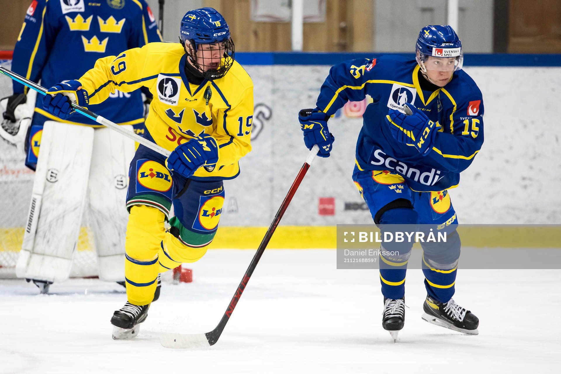Sverige U18 Oskar Pettersson och Sverige U19 Noah Hasa