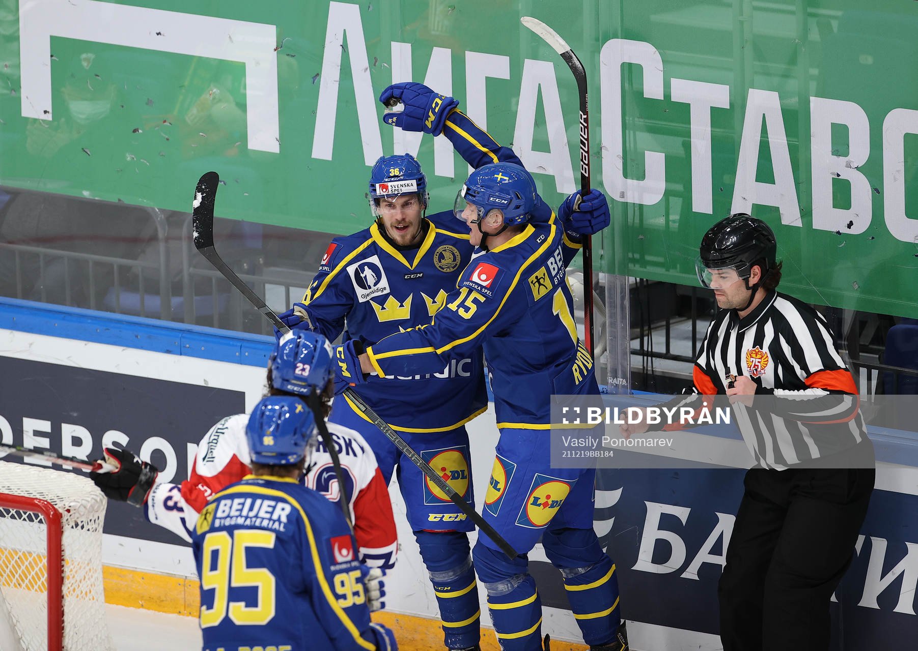Emil Larsson and Gustav Rydahl of Sweden celebrates