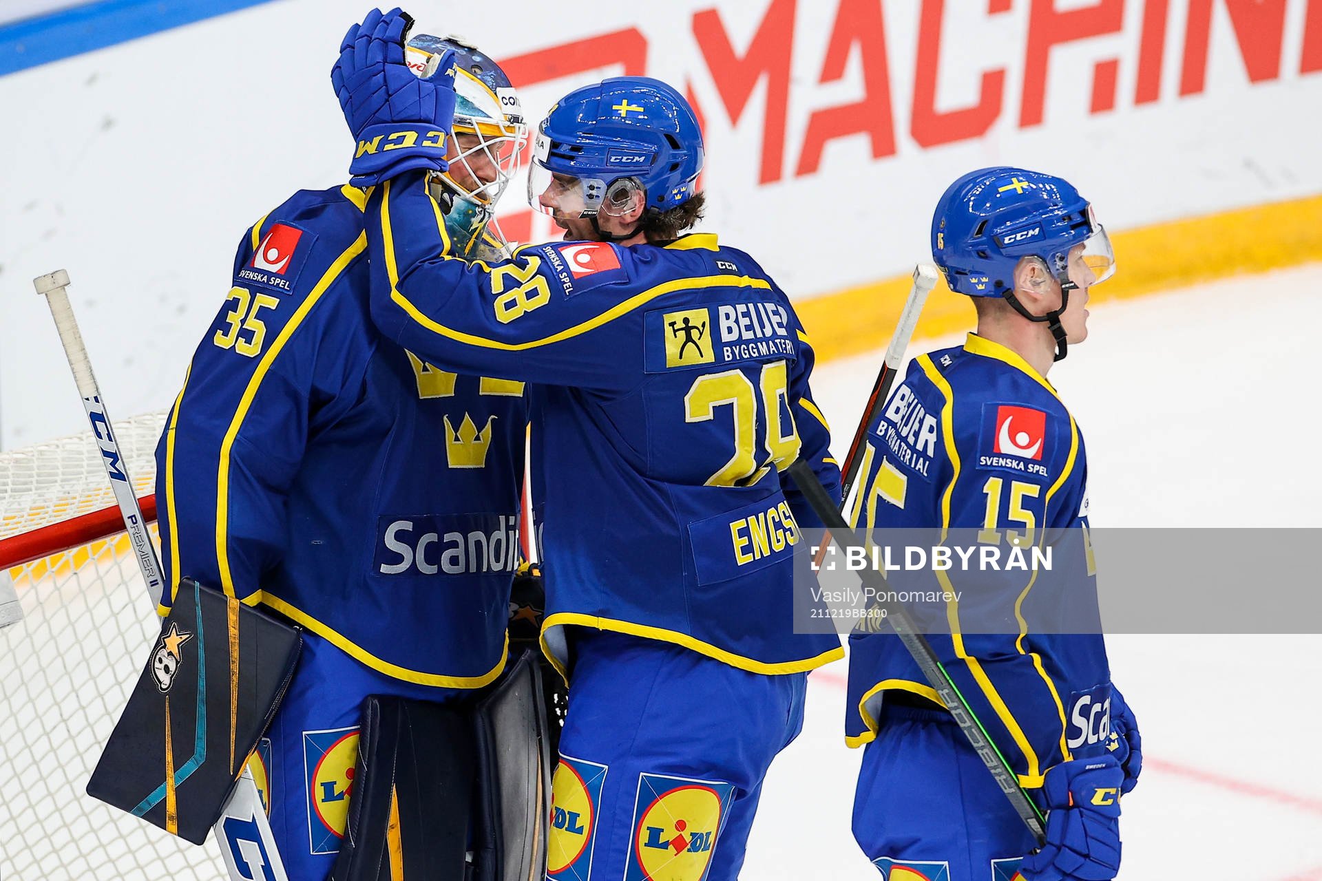 Goalkeeper Magnus Hellberg, Oscar Engsund and Gustav Rydahl