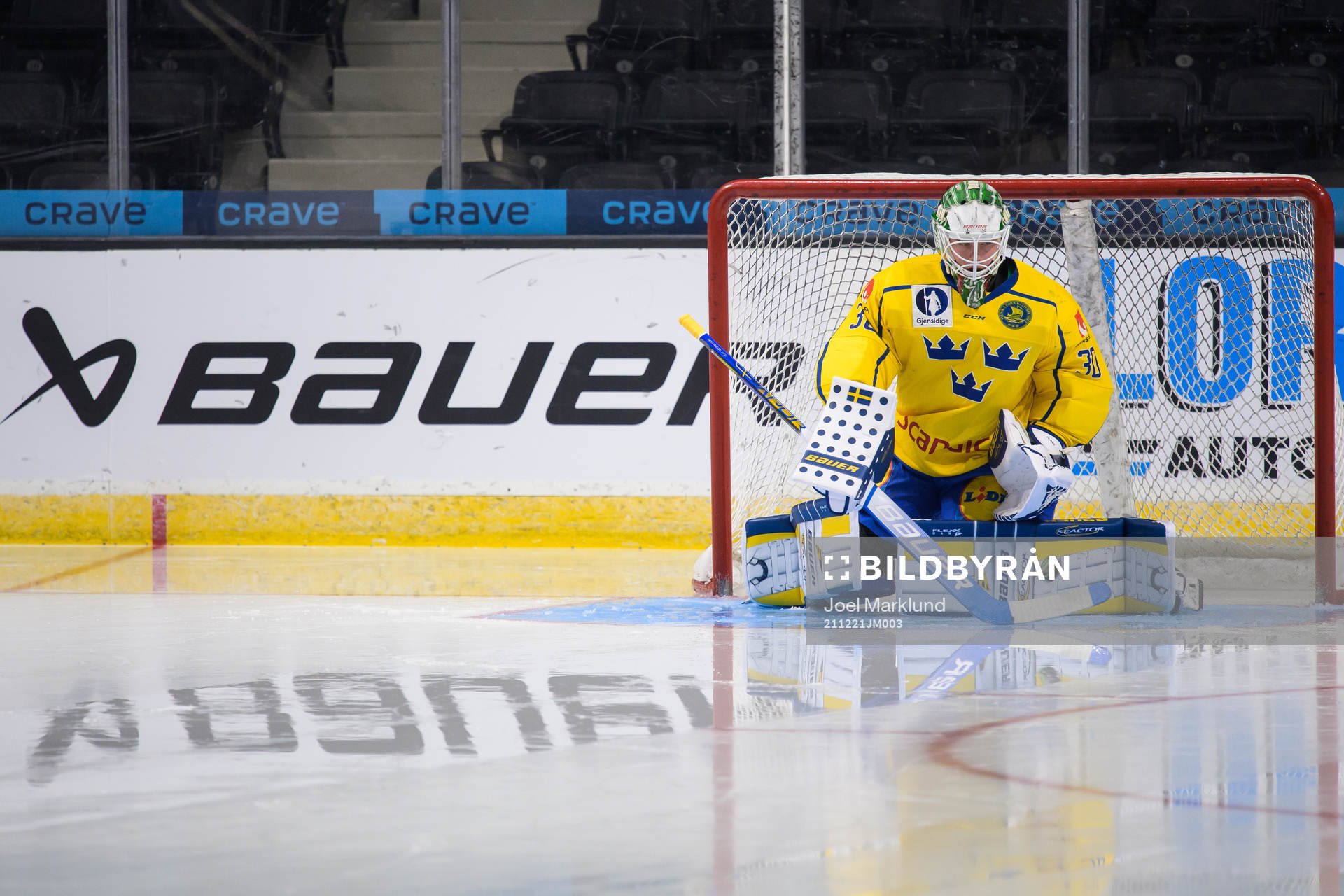 Goaltender Calle Clang of the Swedish under-20 national ice