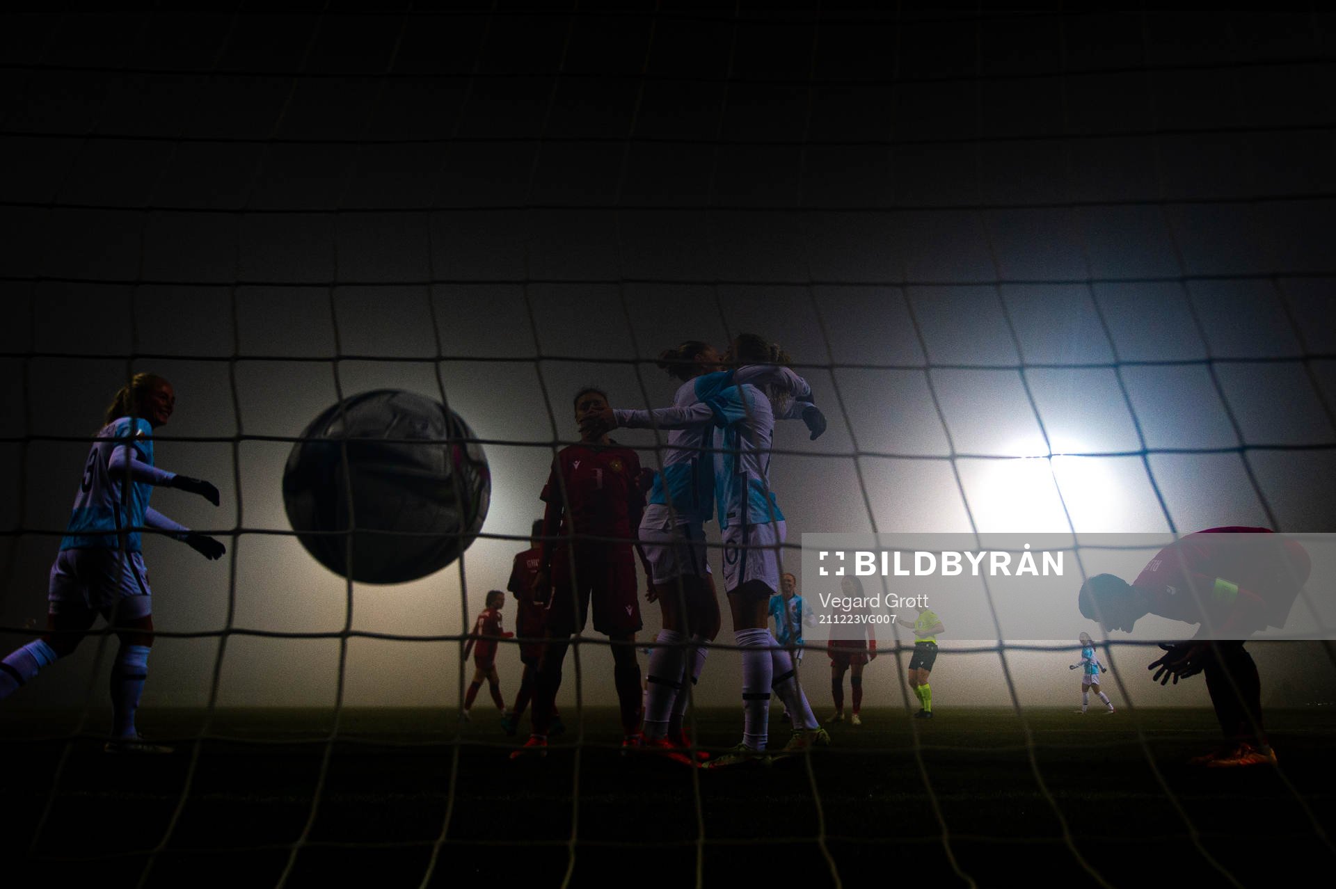 This picture is part of Bildbyrån’s selection of best sports photos from 2021. Originally published 211130 Celin Bizet Ildhusøy of Norway celebrates with teammate Lisa-Marie Karlseng Utland after scoring the 0-9 goal during the FIFA Women's World Cup Qualifier football match between Armenia and Norway on November 30, 2021 in Yerevan.