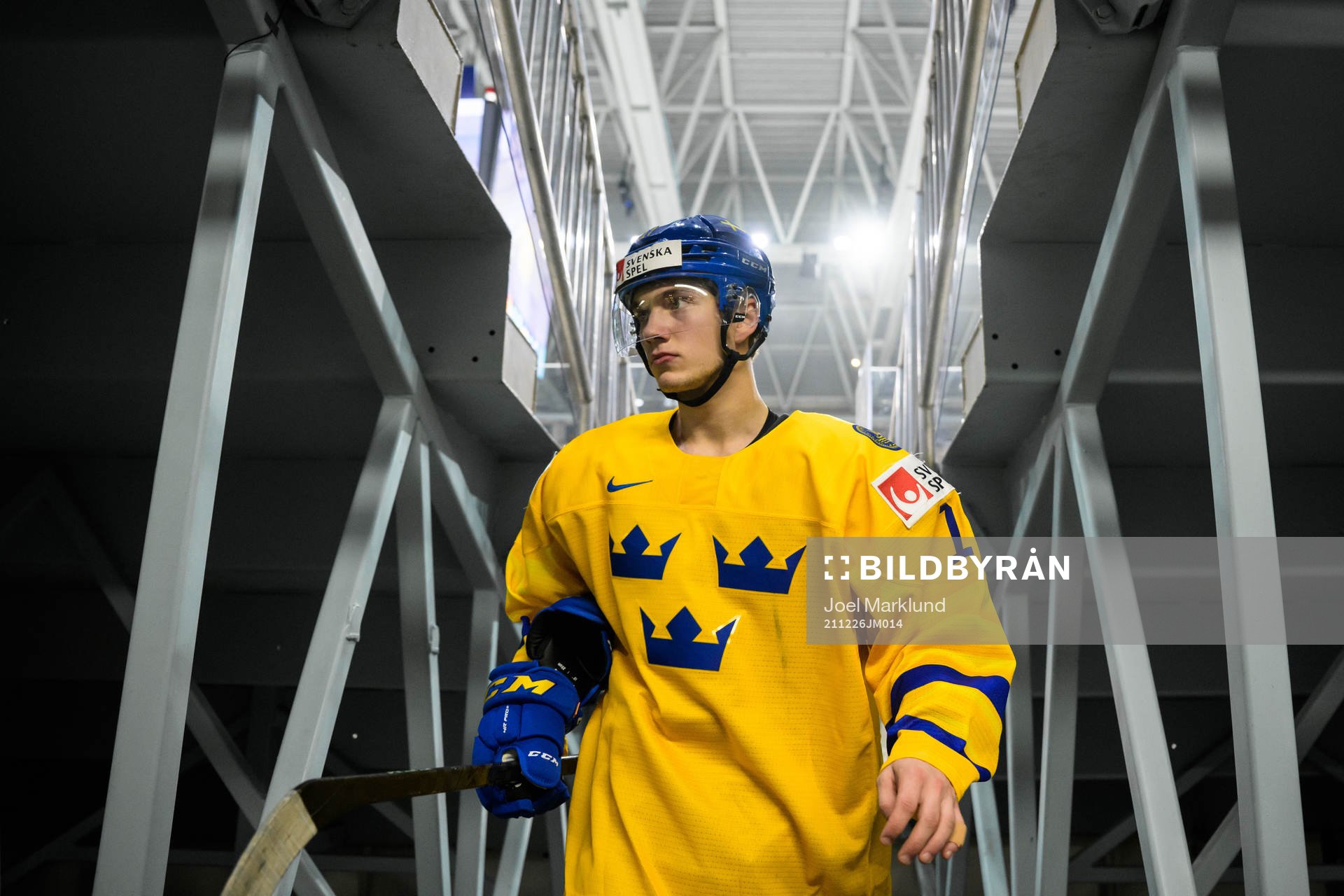 William Eklund of Sweden leaves warm-up
