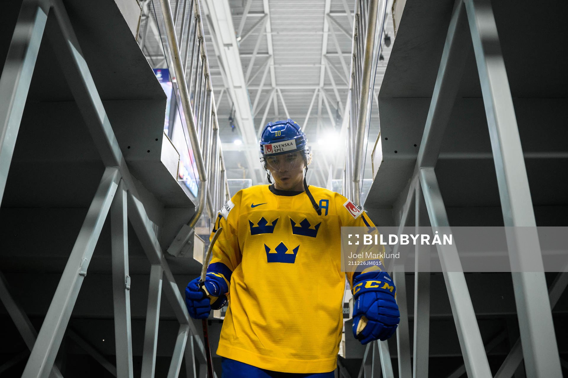 Alexander Holtz of Sweden leaves warm-up