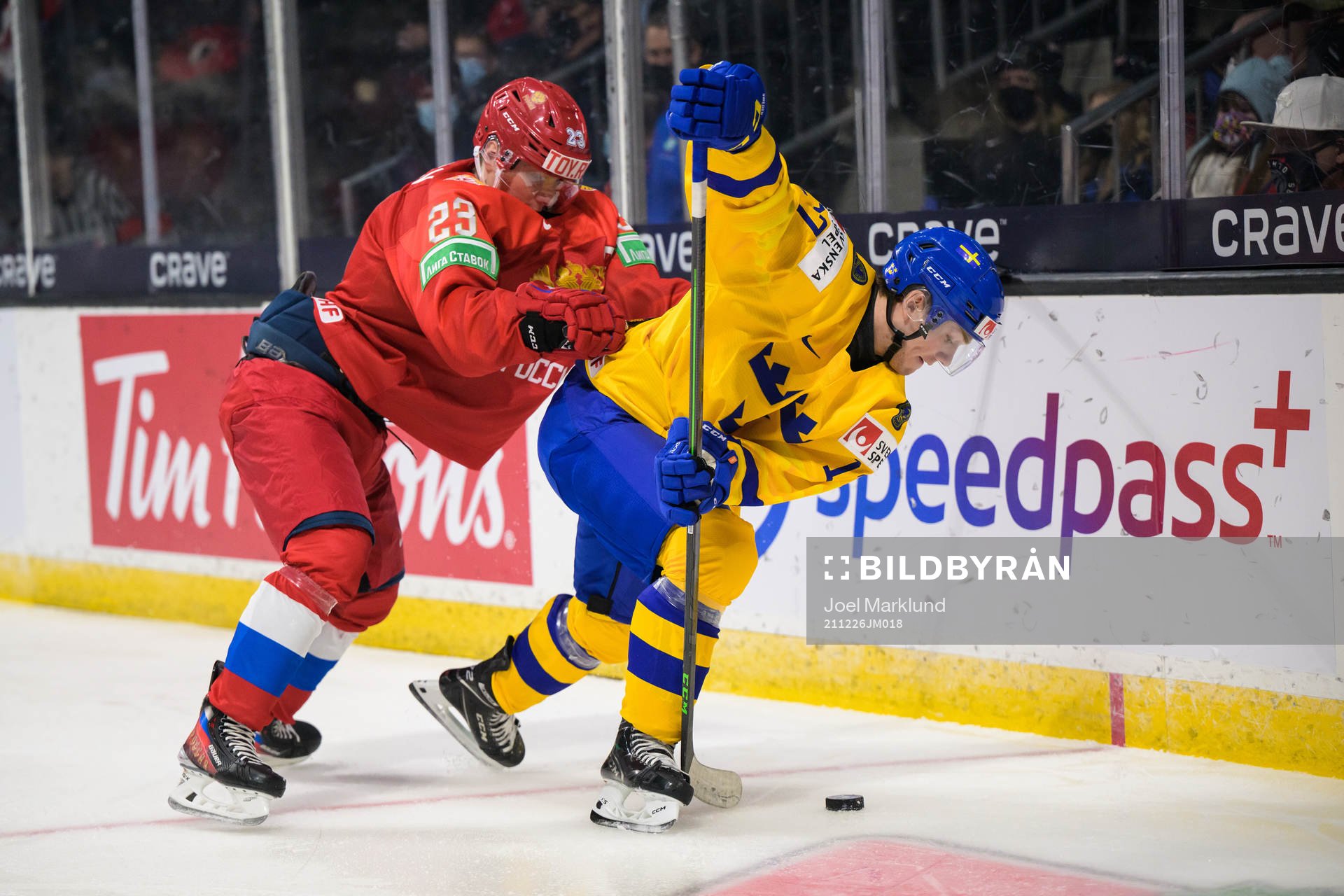 Dmitri Zlodeyev of Russia in action against William Eklund