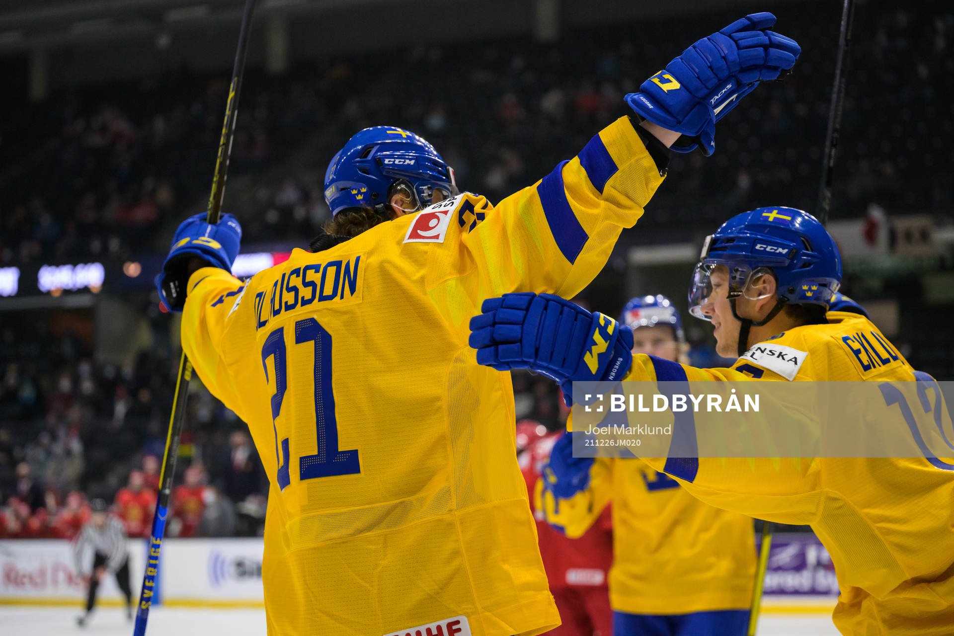 Oskar Olausson and William Eklund of Sweden celebrate the