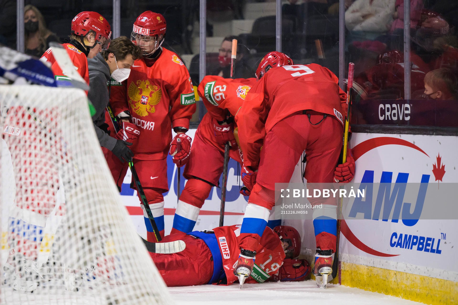 Nikita Chibrikov of Russia lies down injured
