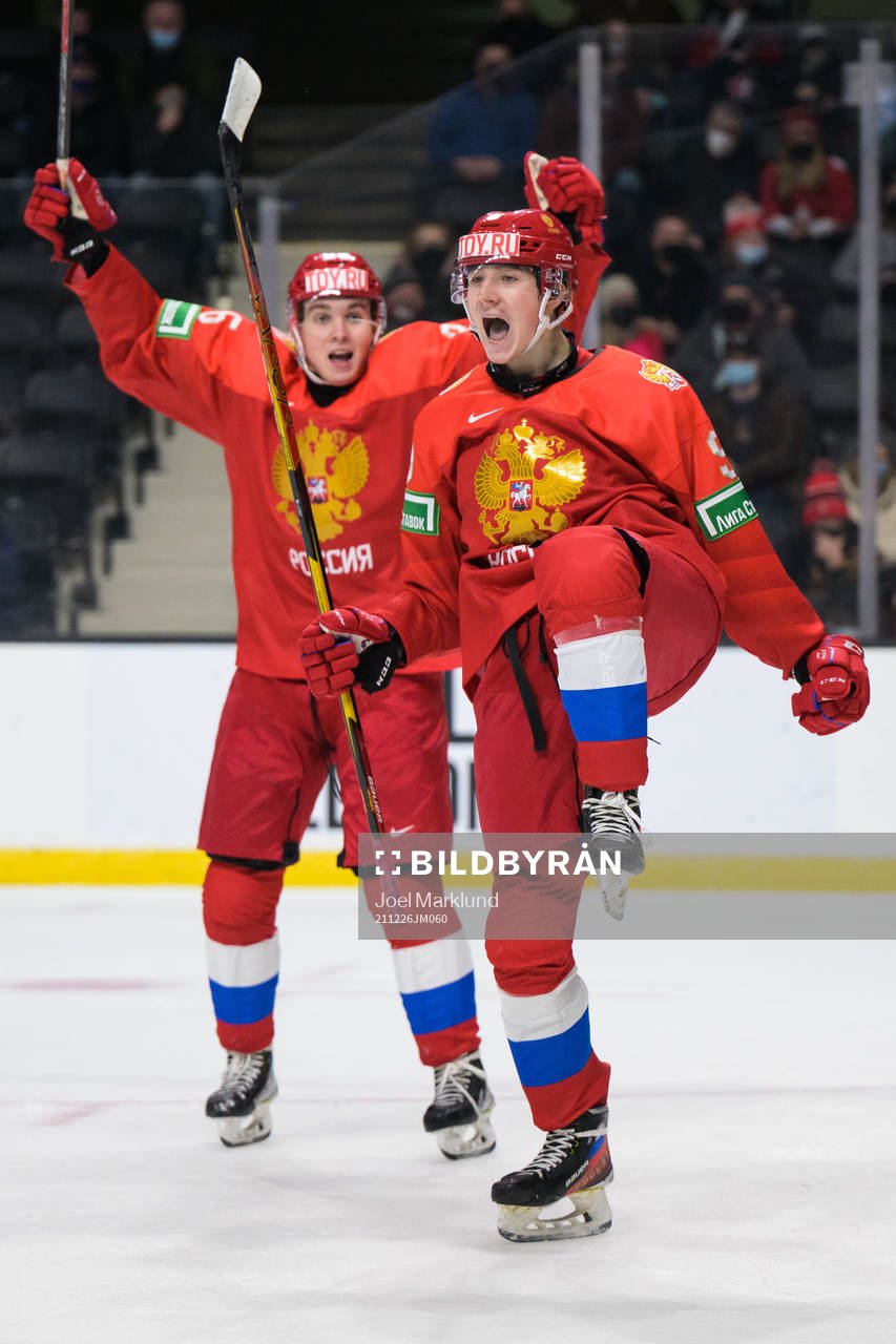 Kirill Tankov and Fedor Svechkov of Russia celebrate the