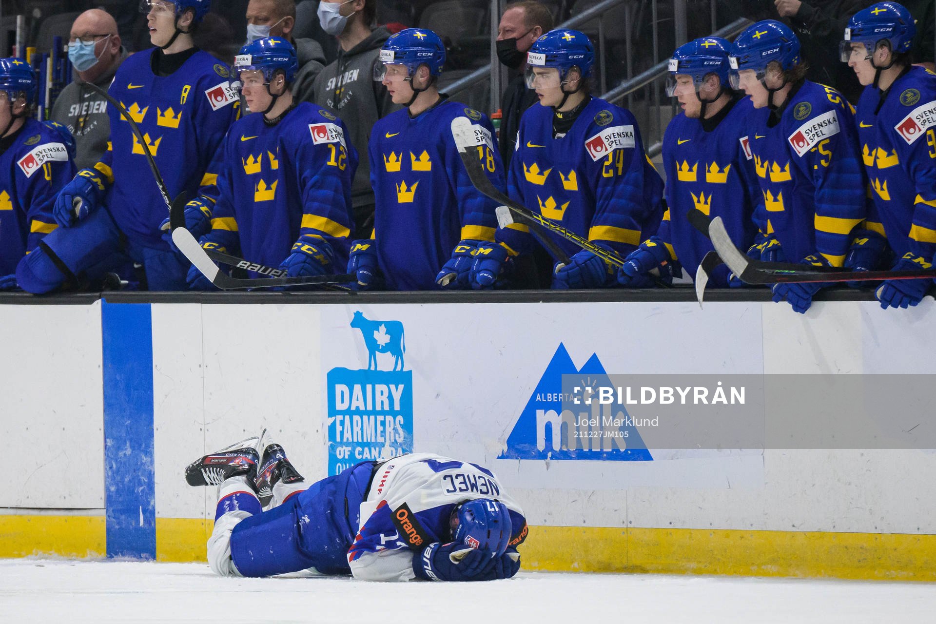 Simon Nemec of Slovakia lies down