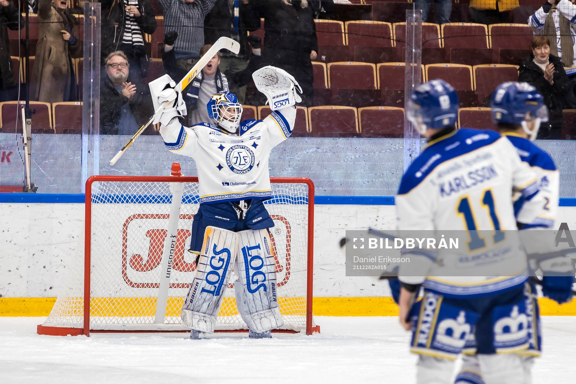 Leksands målvakt Kasimir Kaskisuo jublar
