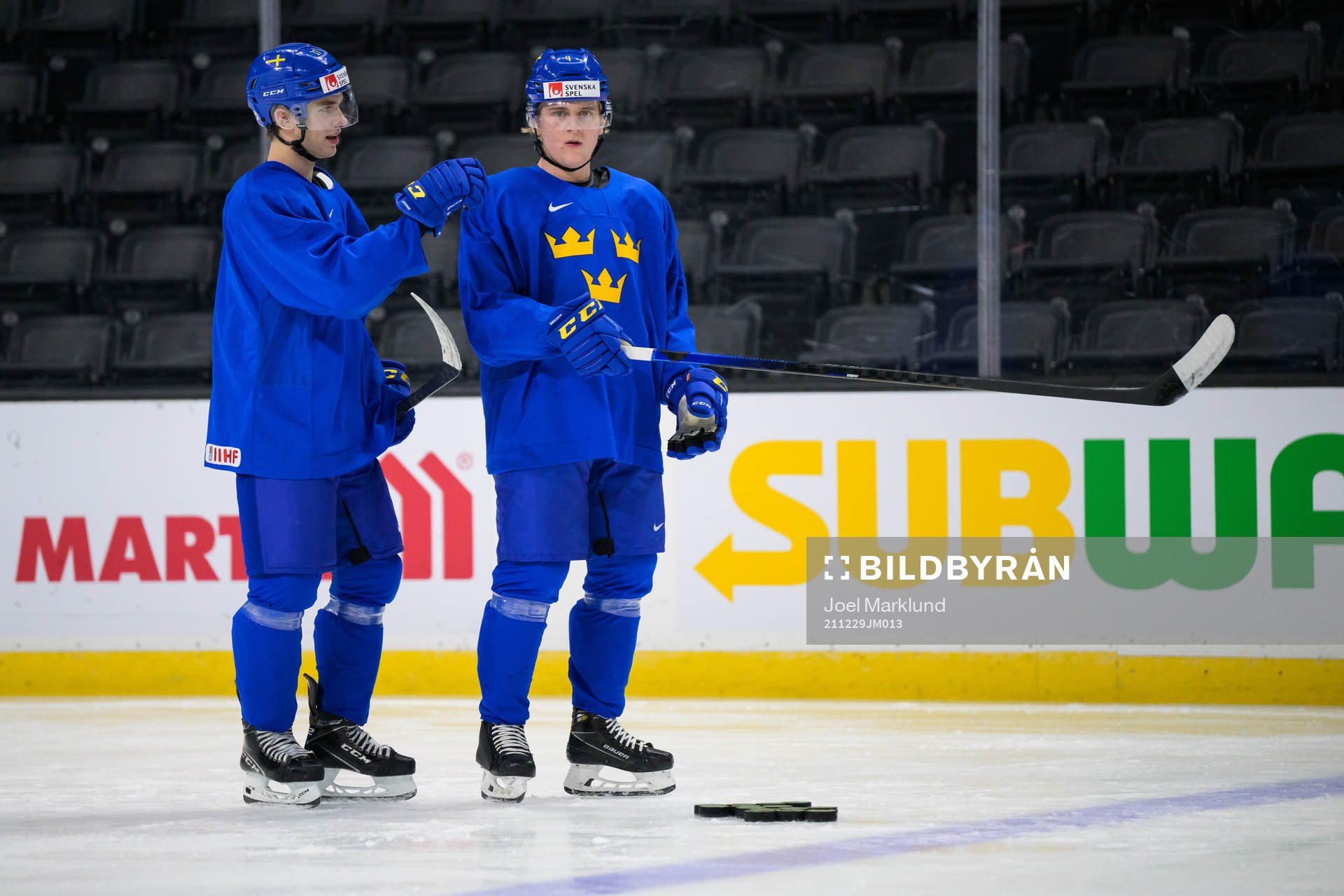 William Eklund and Emil Andrae of Sweden at a training