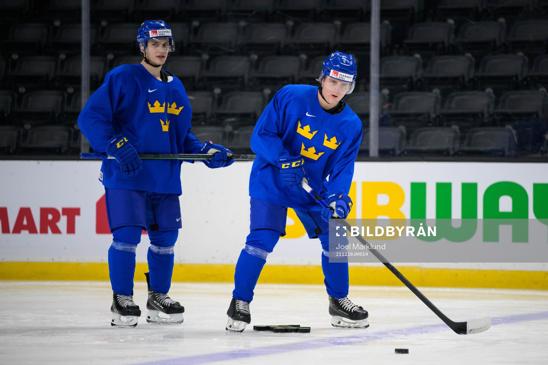 William Eklund and Emil Andrae of Sweden at a training