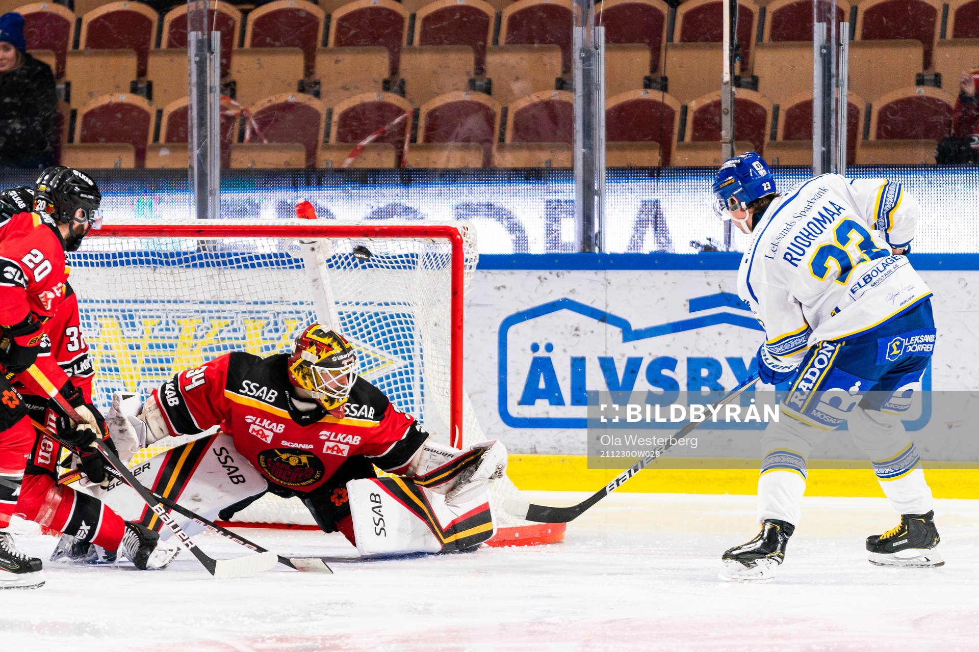 Leksands Mikael Ruohomaa reducerar till 3-1 bakom Luleås